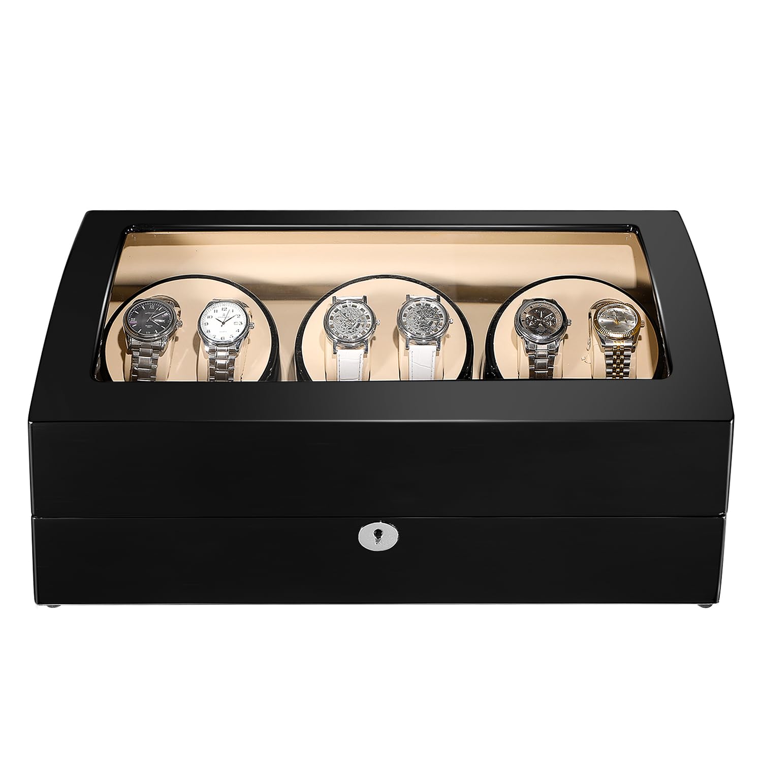 6 Automatic Watch Winder Box with 7 Extra Storage Slots - Quiet Mabuchi Motor - Large Capacity Watch Case for Men & Women - Perfect for Watch Collections, Travel & Display