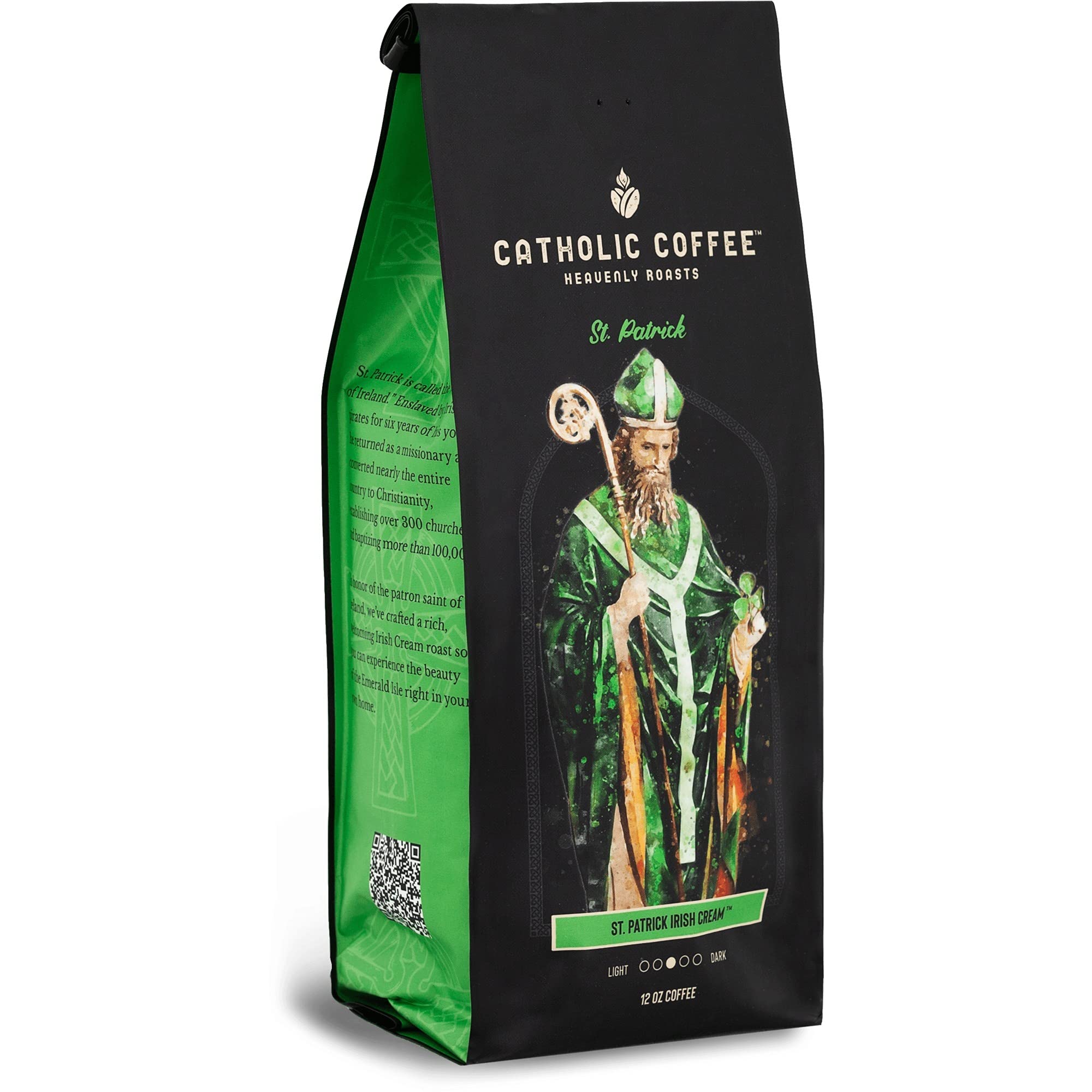 Premium Catholic Coffee Variety Gift Box - 4 Pack (12oz Each) Ground Coffee with Our Lady of Guadalupe, St. Patrick, St. Peter & St. Joseph - Medium & Dark Roast Blend - Perfect for Prayer Time, Bible Study & Faith-Based Gifting