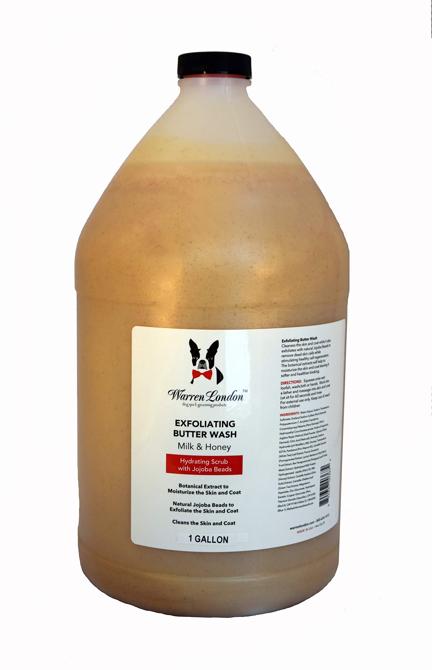 Warren London Exfoliating Butter Wash Dog Shampoo - Milk & Honey Formula for Dandruff Relief & Skin Conditioning - Made in USA (1 Gallon) - Perfect for Bath Time & Grooming Sessions
