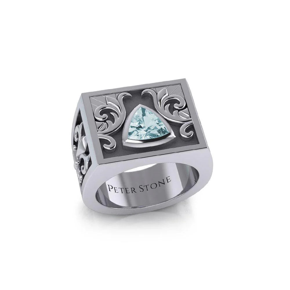 Fleur de Lis Silver Signet Men's Ring - Sterling Silver Pinky Ring for Men - Elegant Jewelry Gift for Him - Perfect for Weddings, Promotions & Everyday Wear