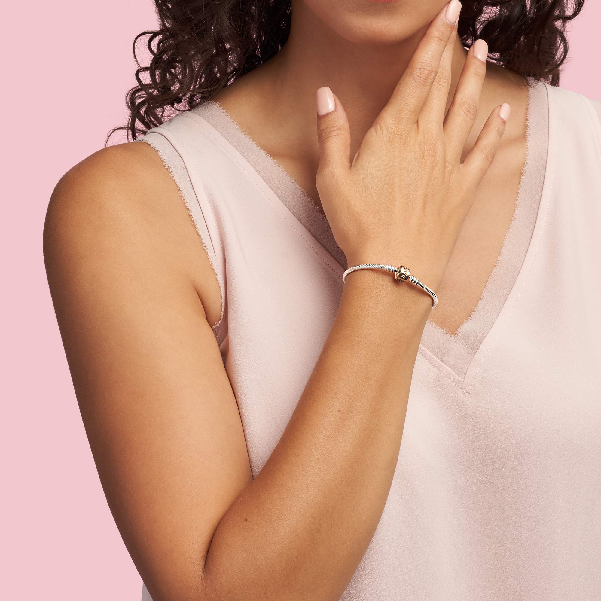PANDORA Sterling Silver Charm Bracelet with 14K Gold Clasp - 8.3 Inch Adjustable Women's Jewelry for Gifts, Anniversary & Everyday Wear