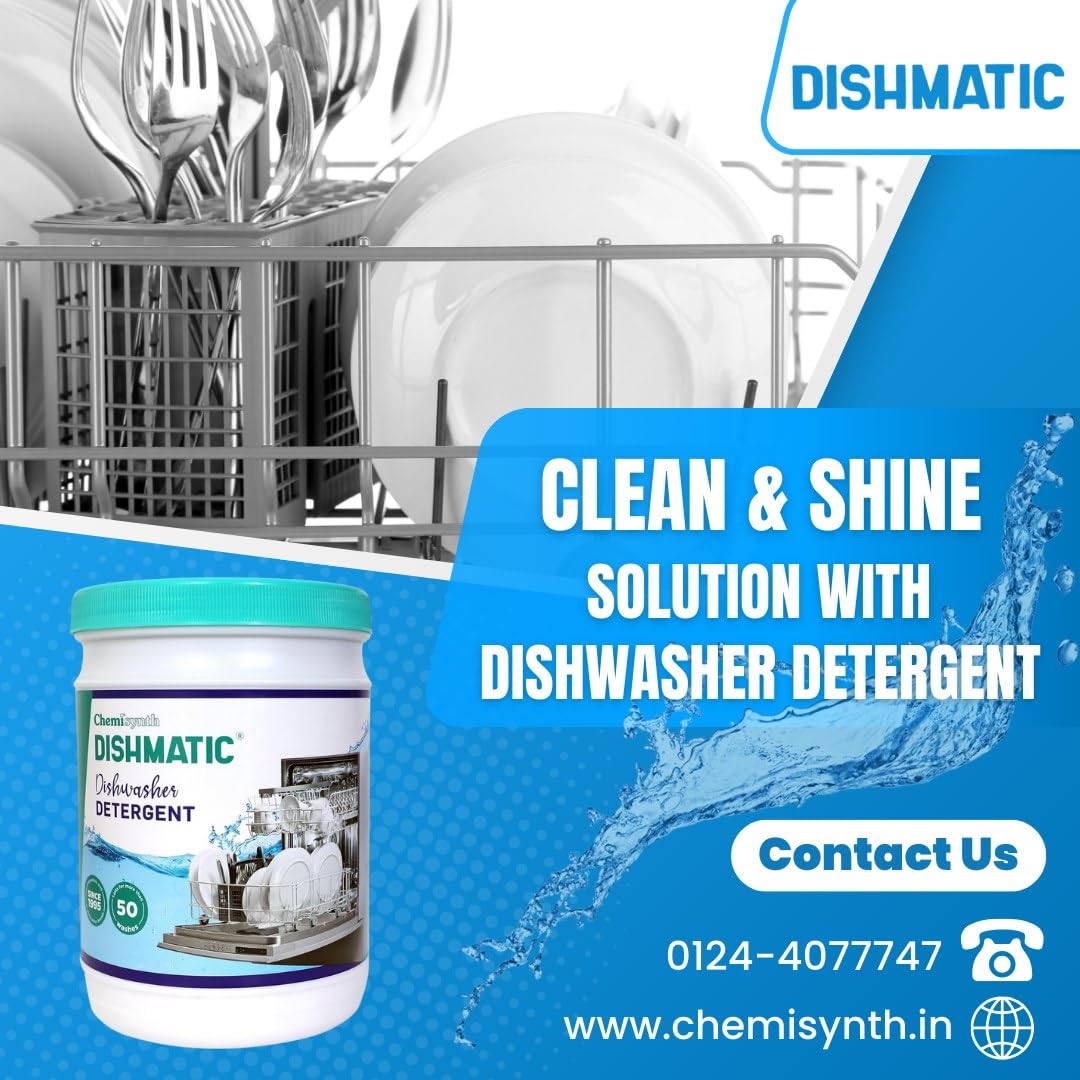DISHMATIC Dishwasher Detergent Powder (1 kg) - Powerful Automatic Cleaner for Spot-Free & Sparkling Dishes | Compatible with All Dishwasher Machines | Ideal for Daily Use, Parties & Large Families