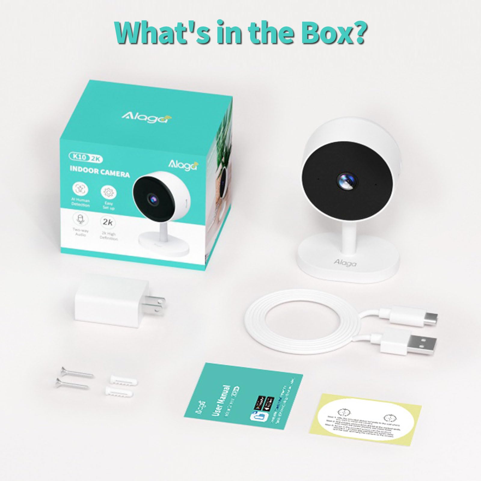 2K Indoor Security Camera with AI Motion Detection & Night Vision - Baby & Pet Monitor for Home Security