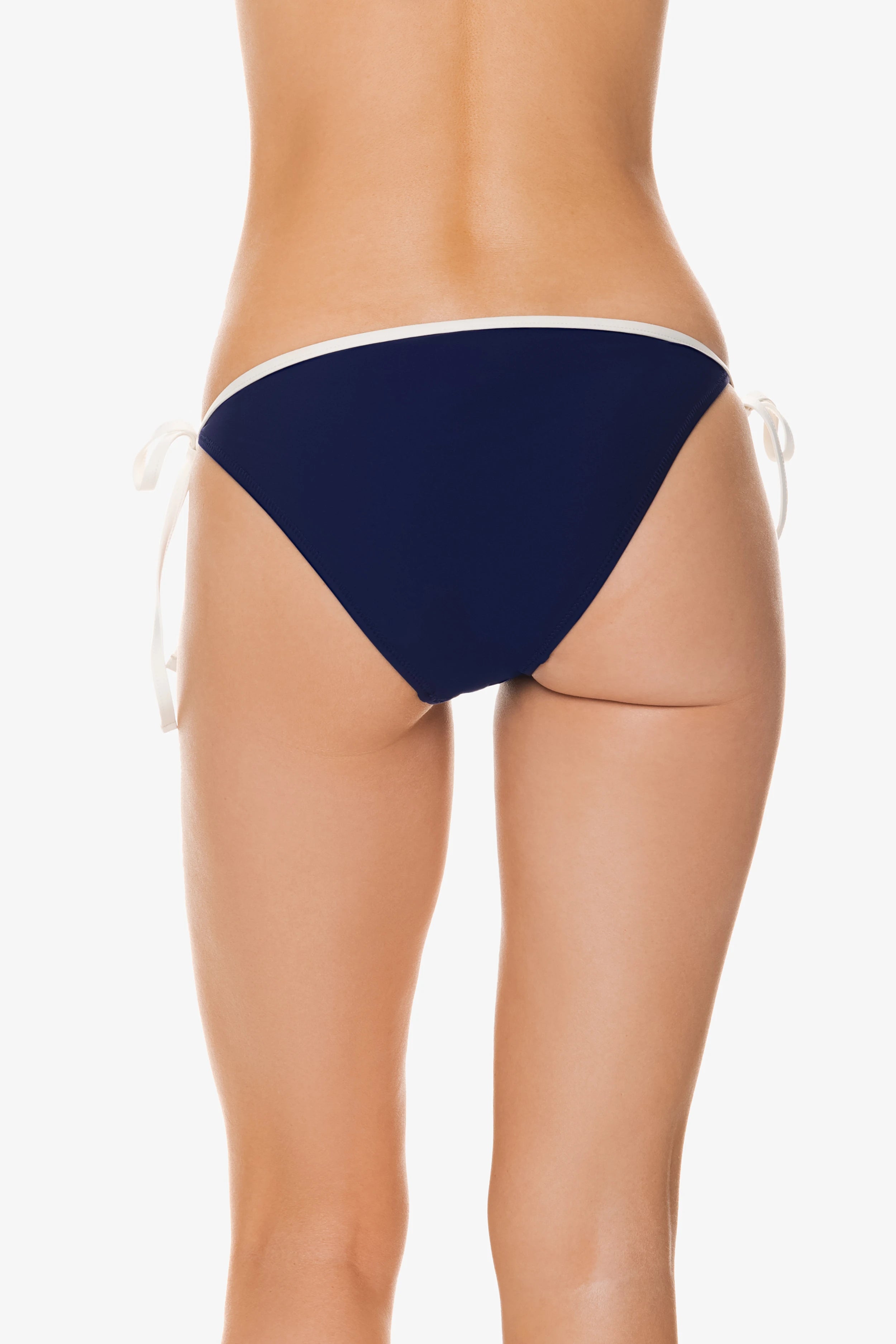Navy & Ivory String Bikini Bottom with Comfortable Binding - Perfect for Beach, Pool, and Summer Vacations