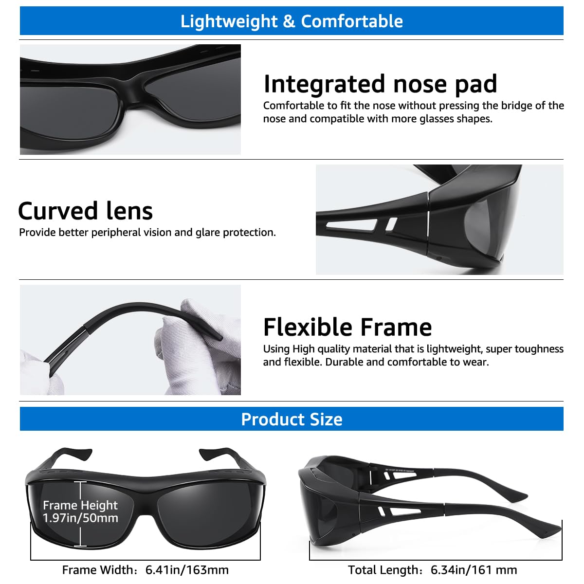 Polarized Sunglasses for Men - UV400 Protection Fit Over Glasses, Sports & Driving Shades, Fishing Sunglasses - Perfect for Outdoor Activities, Cycling, Running, and Beach Wear