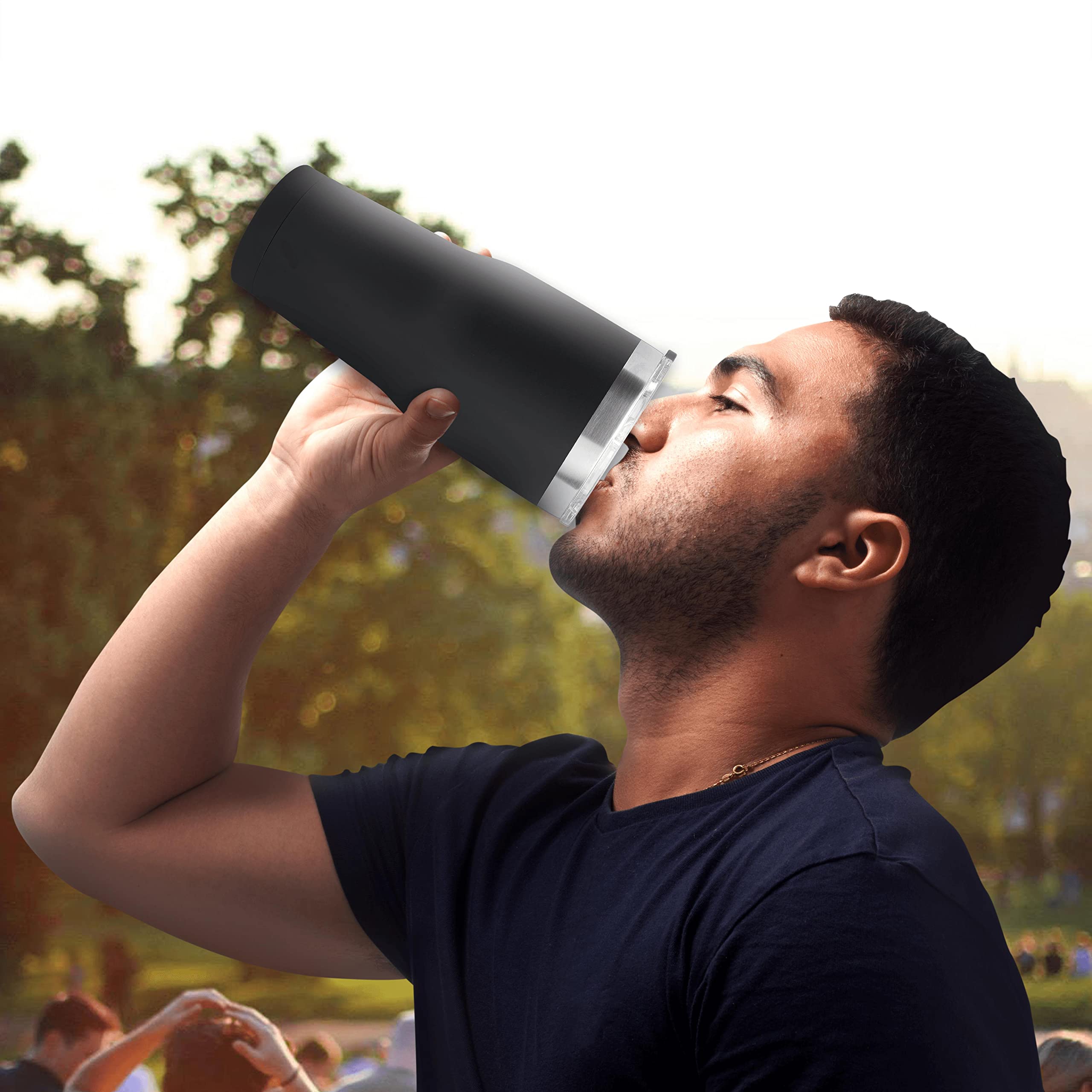 Big League Travel Tumblers 30 oz. Set of 6 - Double Wall Insulated Stainless Steel Cups for Coffee, Tea, Hot Cocoa & Cold Drinks - Bulk Pack (Black) - Perfect for Camping, Office, Gym & Outdoor Activities