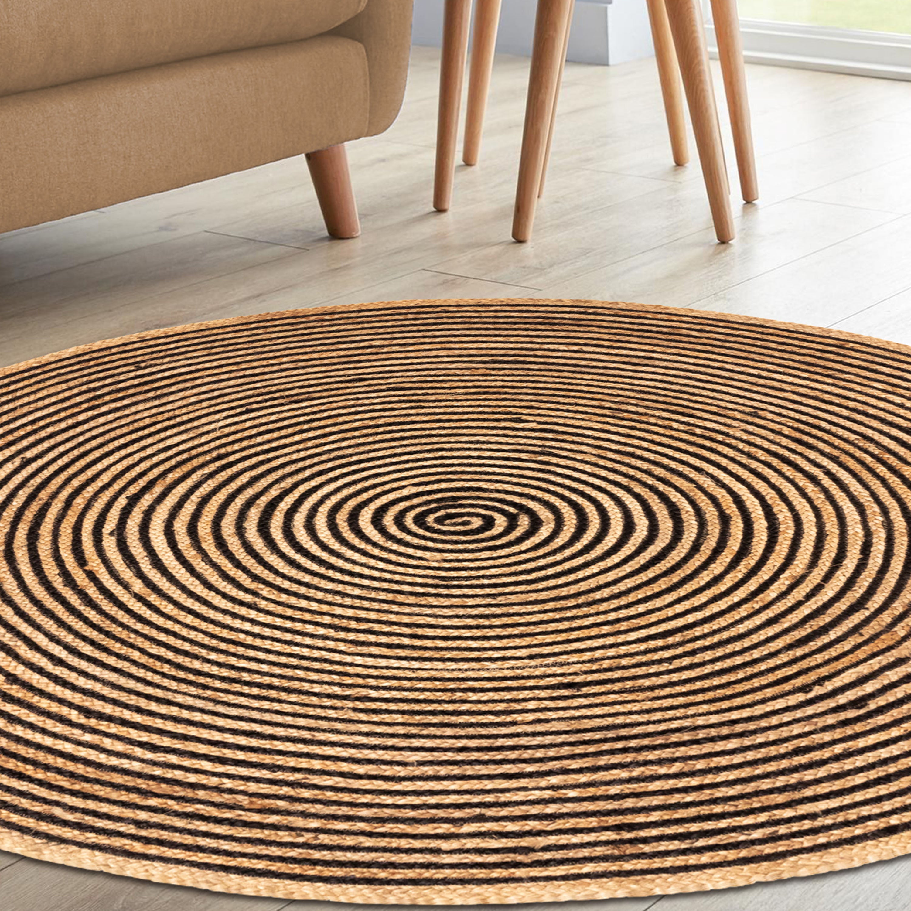 Braided Jute Reversible Handwoven Rug - Natural Fiber Indoor/Outdoor Area Rug for Living Room, Bedroom, Patio & Deck - Eco-Friendly Home Decor