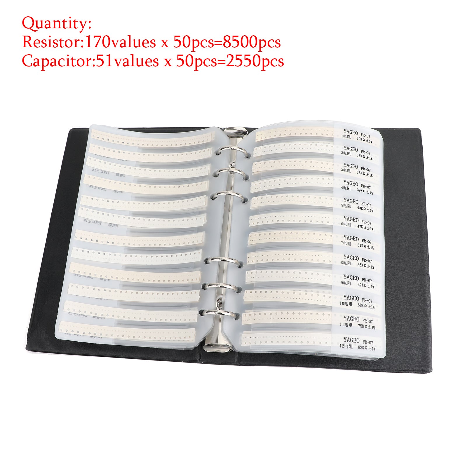 1% SMD Chip Resistor Kit - 170 Values (0201 0805 1206 0402 0603) with Capacitor Sample Book - Perfect for Electronics Repair, DIY Projects & Circuit Prototyping