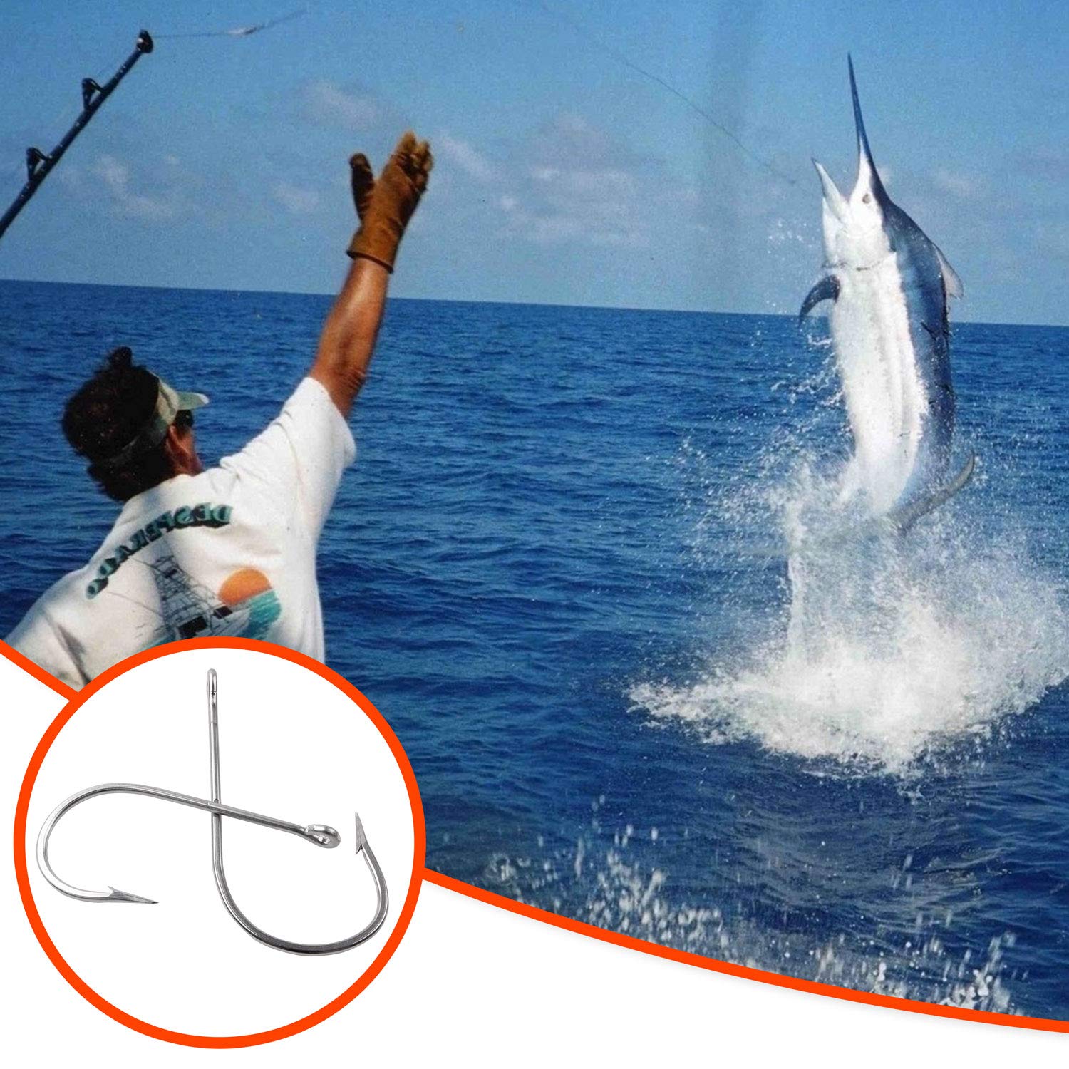 Extra Strong Stainless Steel Saltwater Giant Shark & Alligator Hooks - Big Game Fishing Hooks for Tuna, Catfish - Sharp & Durable for Deep Sea & Freshwater Fishing