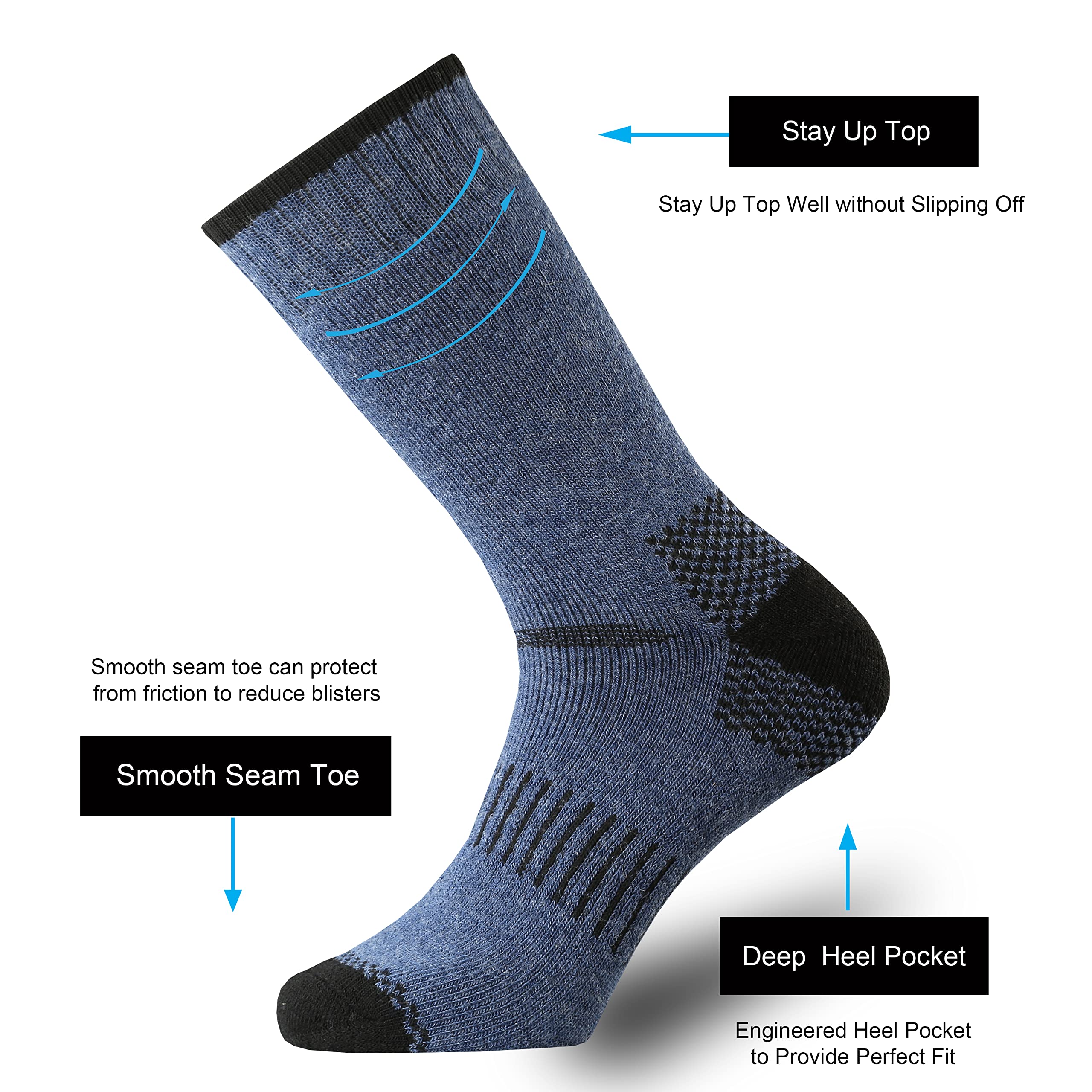 ONKE Merino Wool Crew Socks for Men - Moisture Wicking, Breathable & Soft Hiking Socks for Outdoor Activities, Camping & Daily Wear
