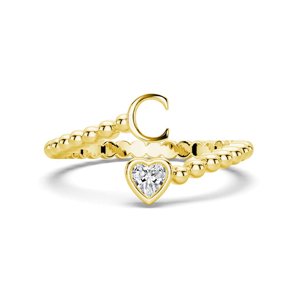 Lab Grown Diamond Personalized Initial Promise Ring for Women - Custom Engraved 14K Gold/White Gold Name Letter Ring - Perfect for Anniversaries, Engagements & Special Occasions