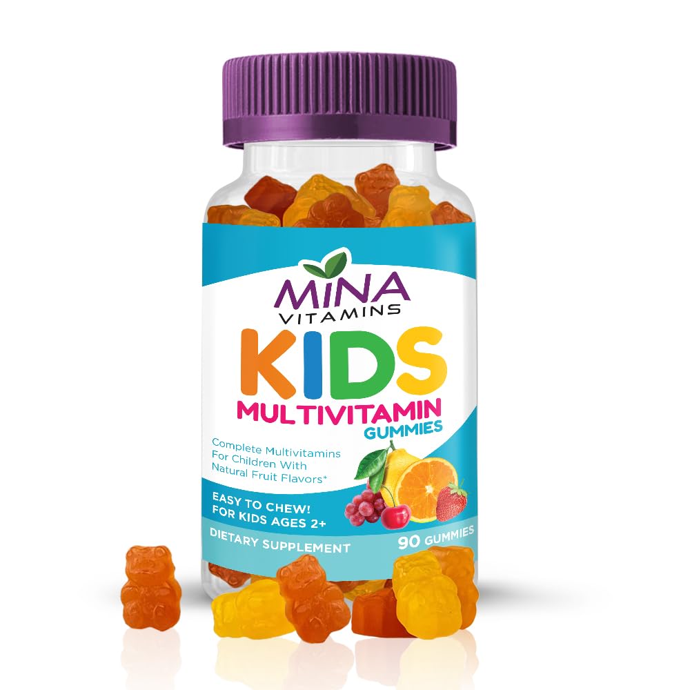 Halal Certified Kids Multivitamin Gummies by Mina Vitamins - Vitamin A, C, D, E, B6 & B12 - Natural Fruit Flavors - 90 Count - Made in USA - Supports Immune System & Healthy Growth for Active Children