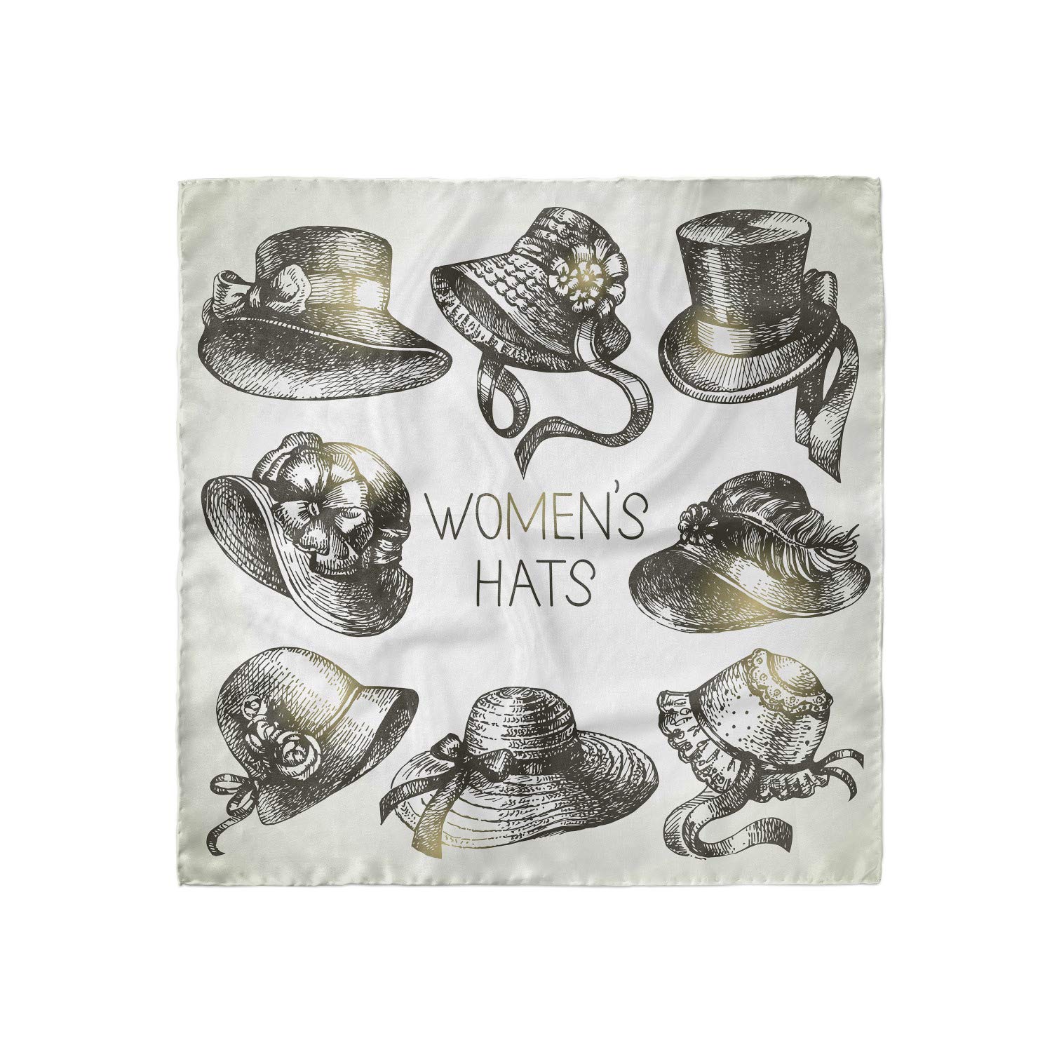 Ambesonne Victorian Head Scarf - Vintage Women's Hat & Hair Wrap for Church, Beach, Wedding & Special Occasions