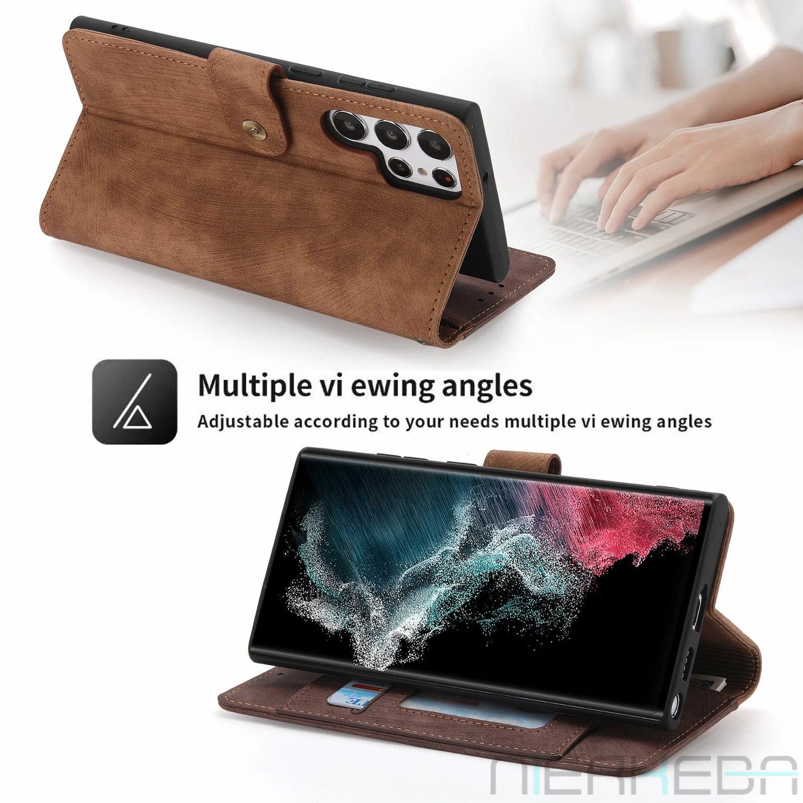 Samsung Galaxy S24 Plus Anti-Theft Leather Case with RFID Blocking - Slim Protective Cover for Daily Use & Travel