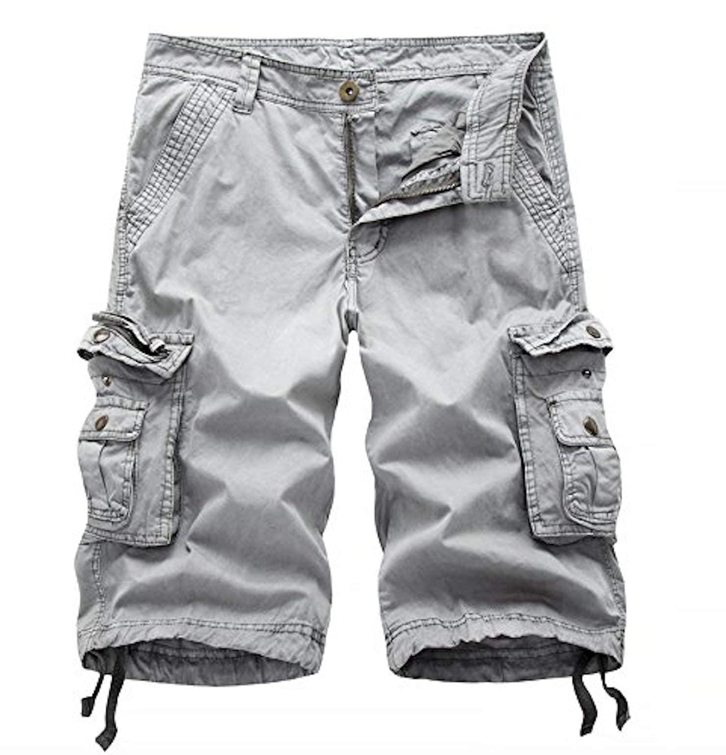 Men's Cotton Cargo Shorts - Solid Color Casual Summer Bermuda Shorts with Multiple Pockets | Plus Size 34-44 | Perfect for Outdoor Activities, Travel & Beach Vacations