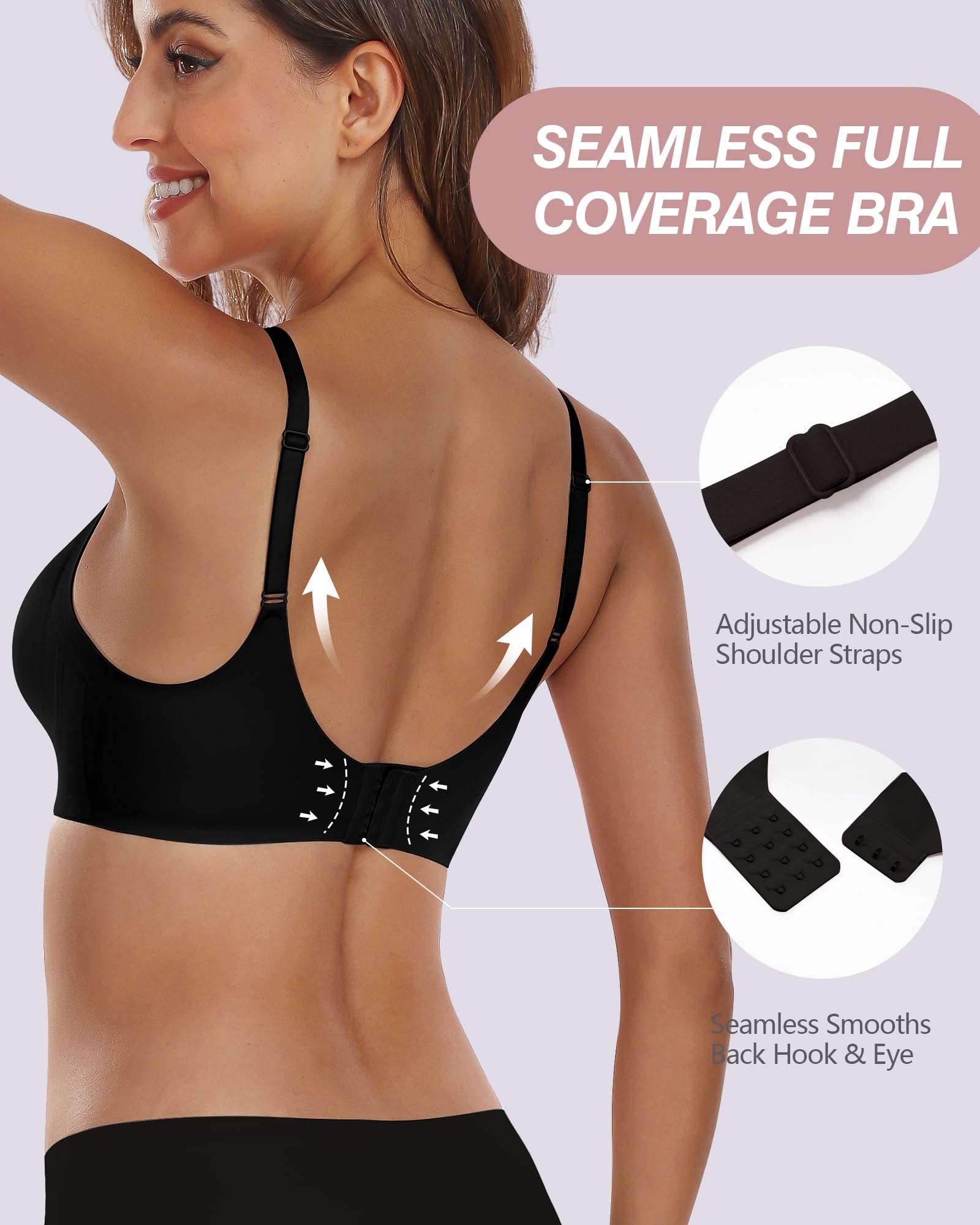 HORISUN Women's Wireless Push Up Bra - Comfortable Seamless Full Coverage No Underwire Bralette with Support - Perfect for Everyday Wear, Yoga & Lounge