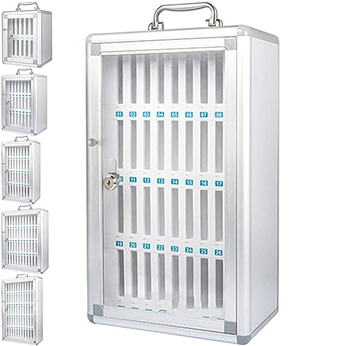 36-Slot Metal Phone Locker with Numbered Keys - Secure Storage Cabinet for Cell Phones in Classrooms, Exams & Workplaces (Silver) | Ideal for Schools, Offices and Factories to Prevent Phone Theft