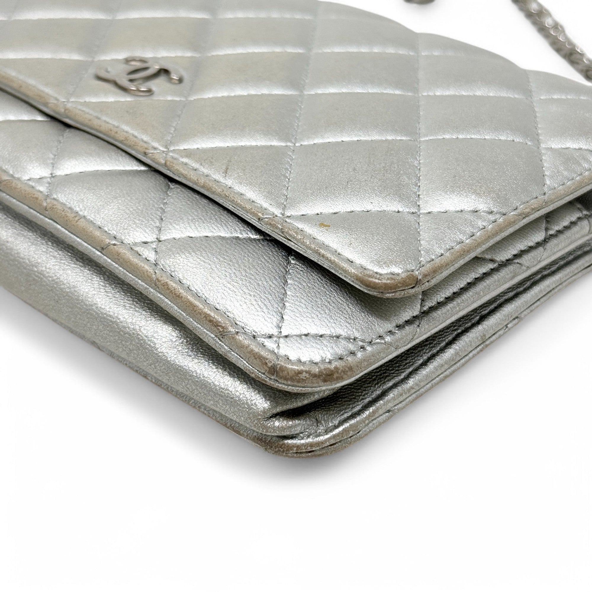 Chanel Silver Wallet On Chain Crossbody Bag - Luxury Designer WOC for Women | Perfect for Parties, Date Nights & Everyday Use