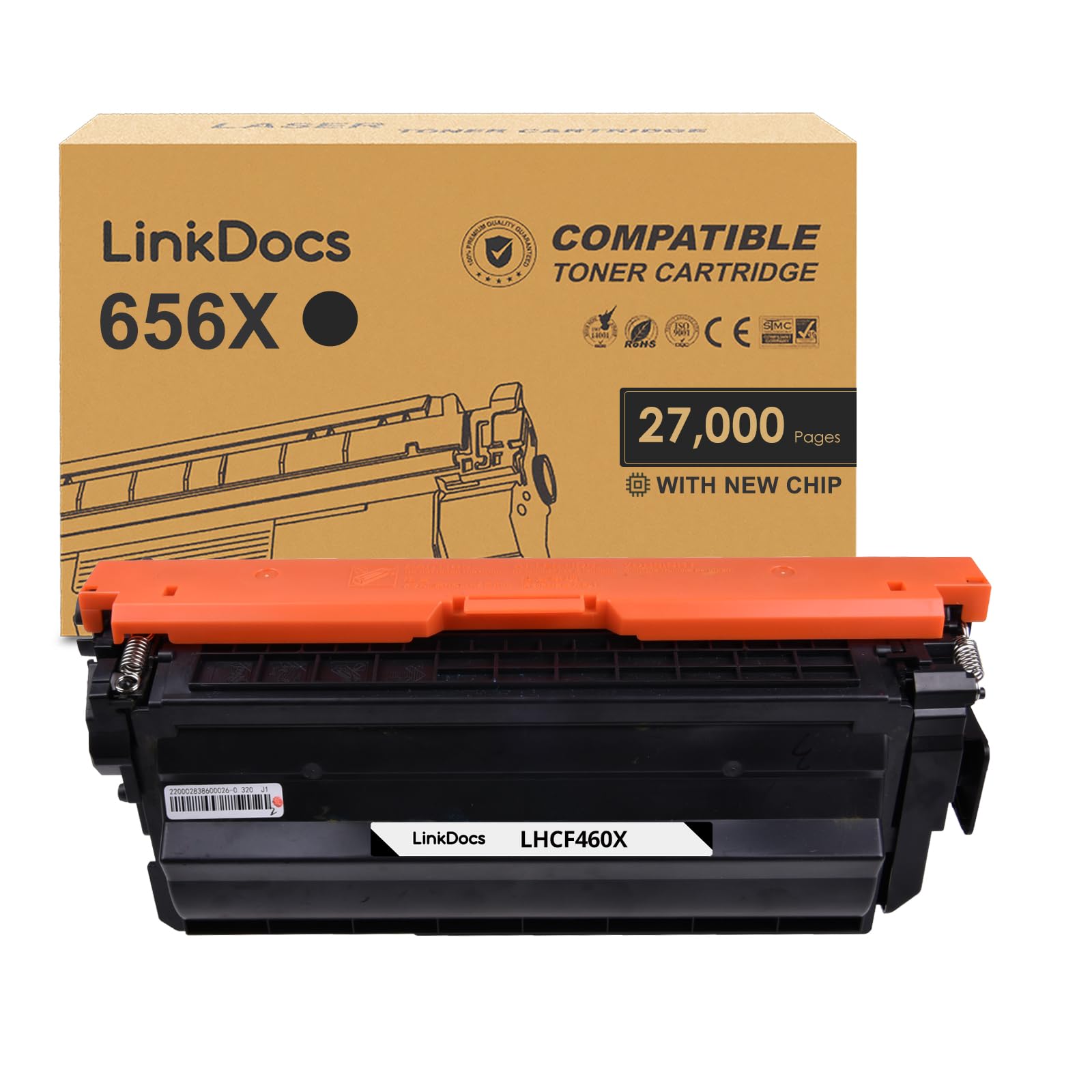 High-Quality 656X Black Toner Cartridge (New Chip) - Compatible Replacement for HP 656X BK CF460X - Works with HP Color Enterprise M652dn M652n M653dh M653dn M653x Printers - Perfect for Office Printing, High-Volume Documents & Professional Color Output