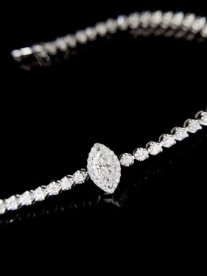 18K White Gold Diamond Bracelet for Women - Classic Shiny Engagement Bracelet with Real Natural Diamonds | Perfect for Senior Banquets, Weddings & Special Occasions
