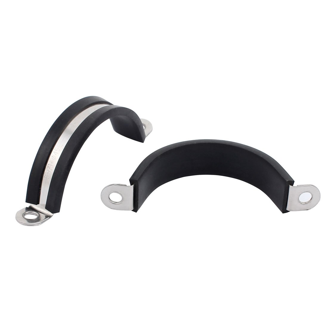 2Pcs 45mm Dia Rubber Lined U-Shaped Stainless Steel Hose Pipe Clamps - Heavy Duty Cable Clips for Automotive, Marine & Plumbing Applications