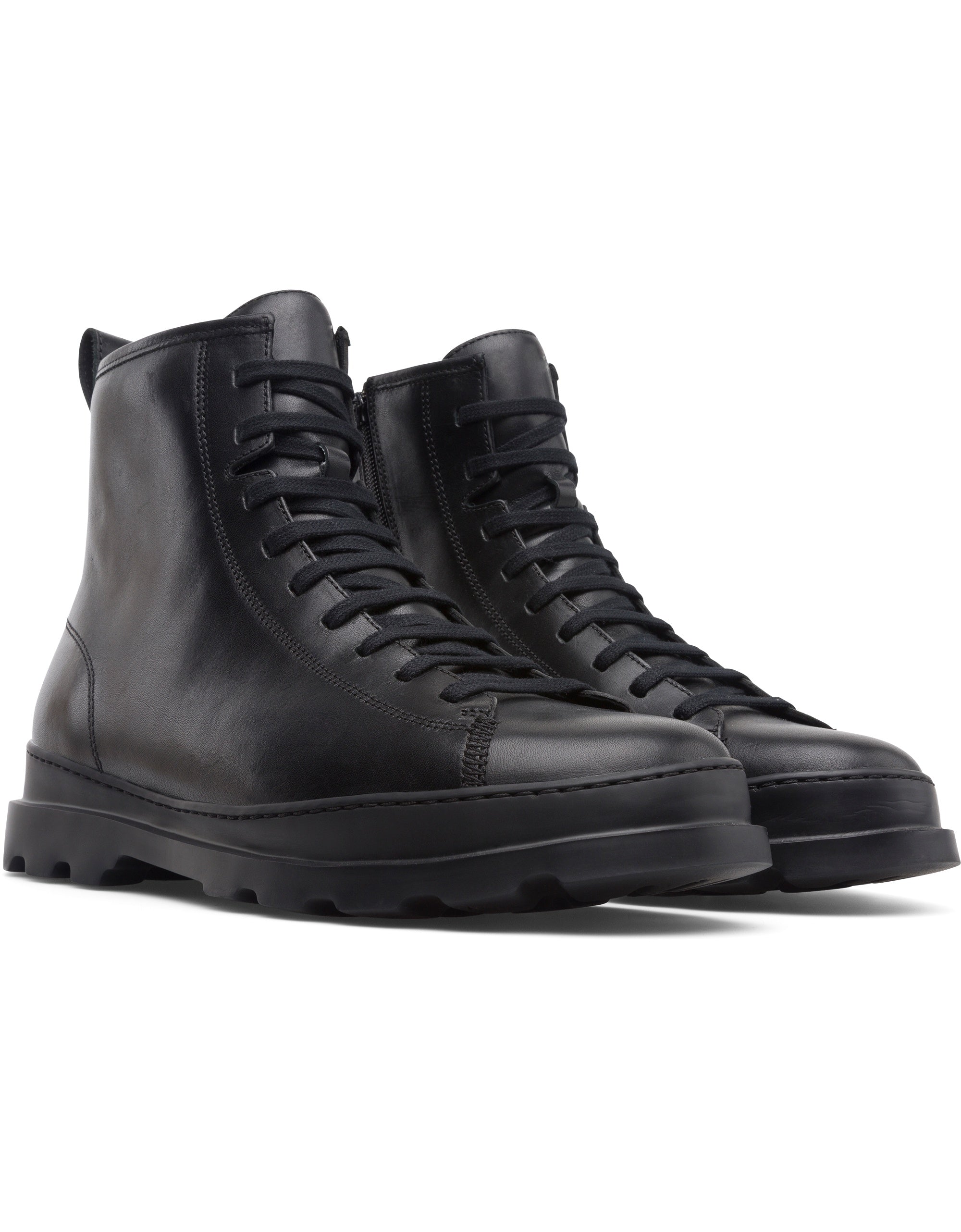 Camper Men's Brutus Black Leather Hiking Boots - Durable & Comfortable Outdoor Shoes for Trekking, Camping & Everyday Wear