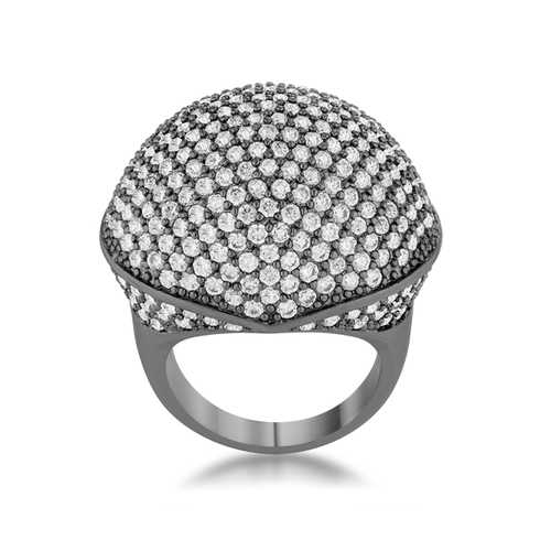 4.75ct Dara CZ Hematite Dome Cocktail Ring for Women - Elegant Evening Party Jewelry, Perfect for Weddings, Prom & Special Occasions
