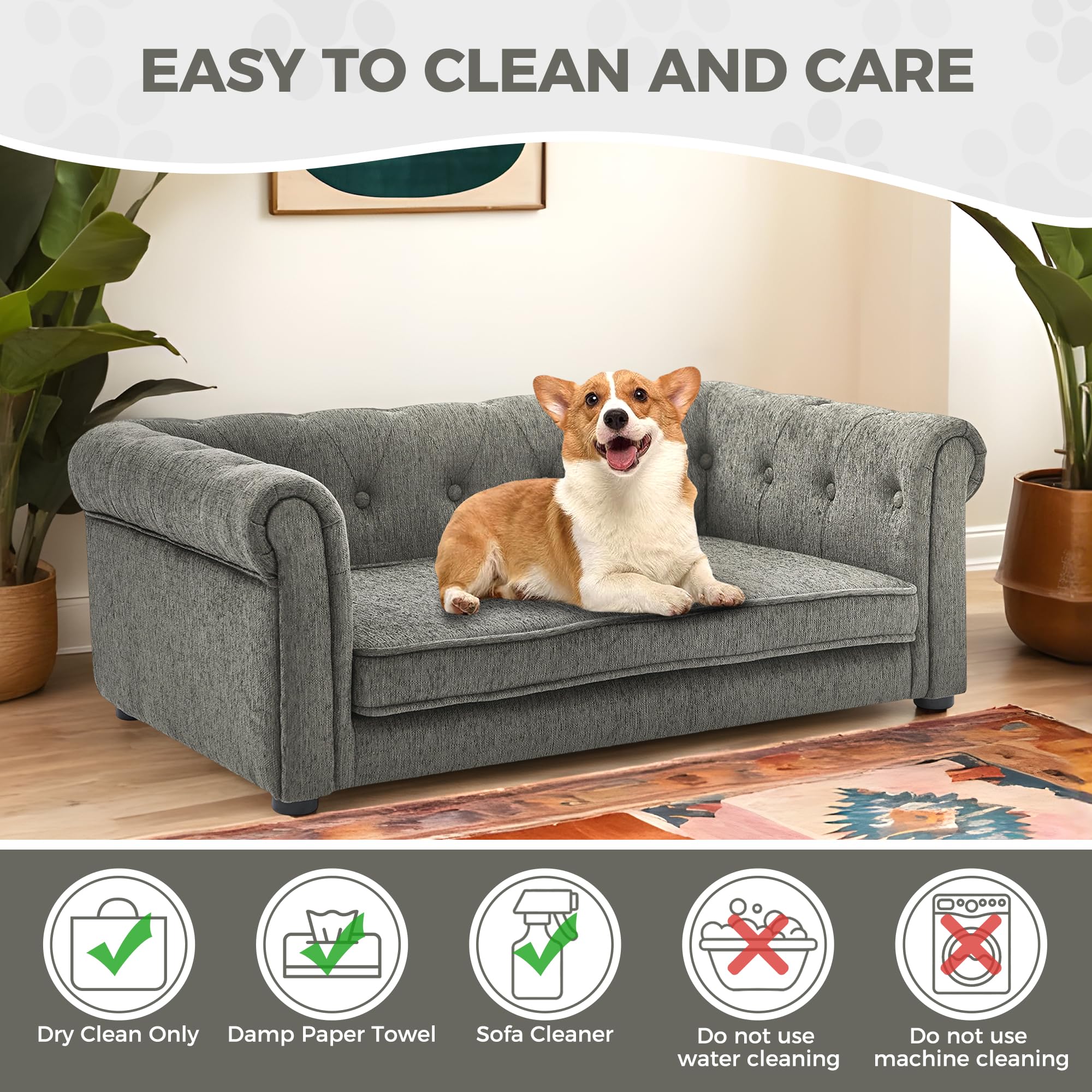Premium Memory Foam Dog Couch for Large Dogs Up to 60 lbs - 29