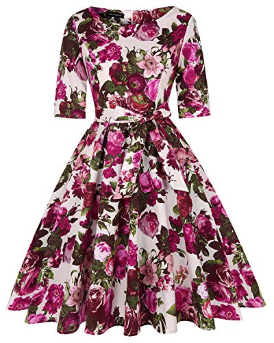 3/4 Sleeve - Floral White Fuchsia