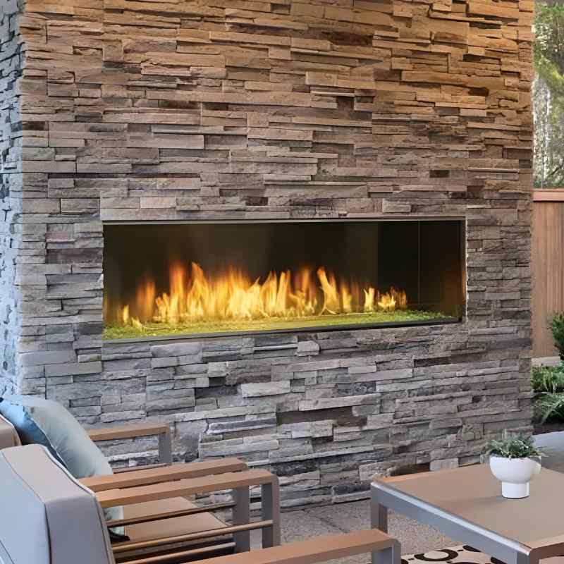 48 Inch Majestic Lanai Outdoor Linear Vent-Free Gas Fireplace - Perfect for Patio, Deck, and Backyard Relaxation