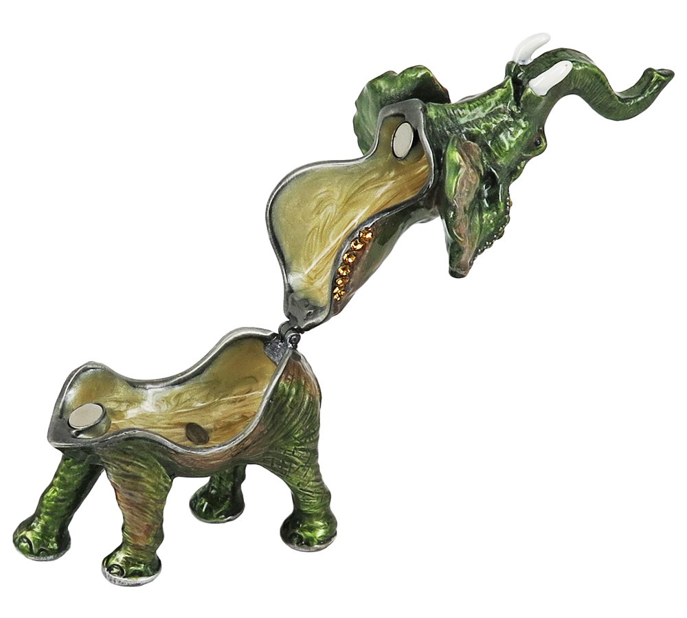 RUCINNI Elephant (Green) Jewelry Trinket Box - Perfect for Home Decor, Gift Giving, and Organizing Small Treasures