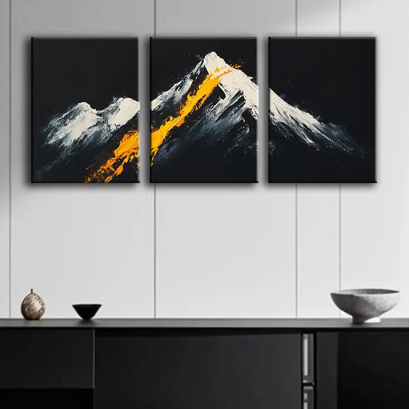 3-Piece Mountain Top Metal Print Wall Art - Ready to Hang Landscape Decor for Living Room, Bedroom & Office
