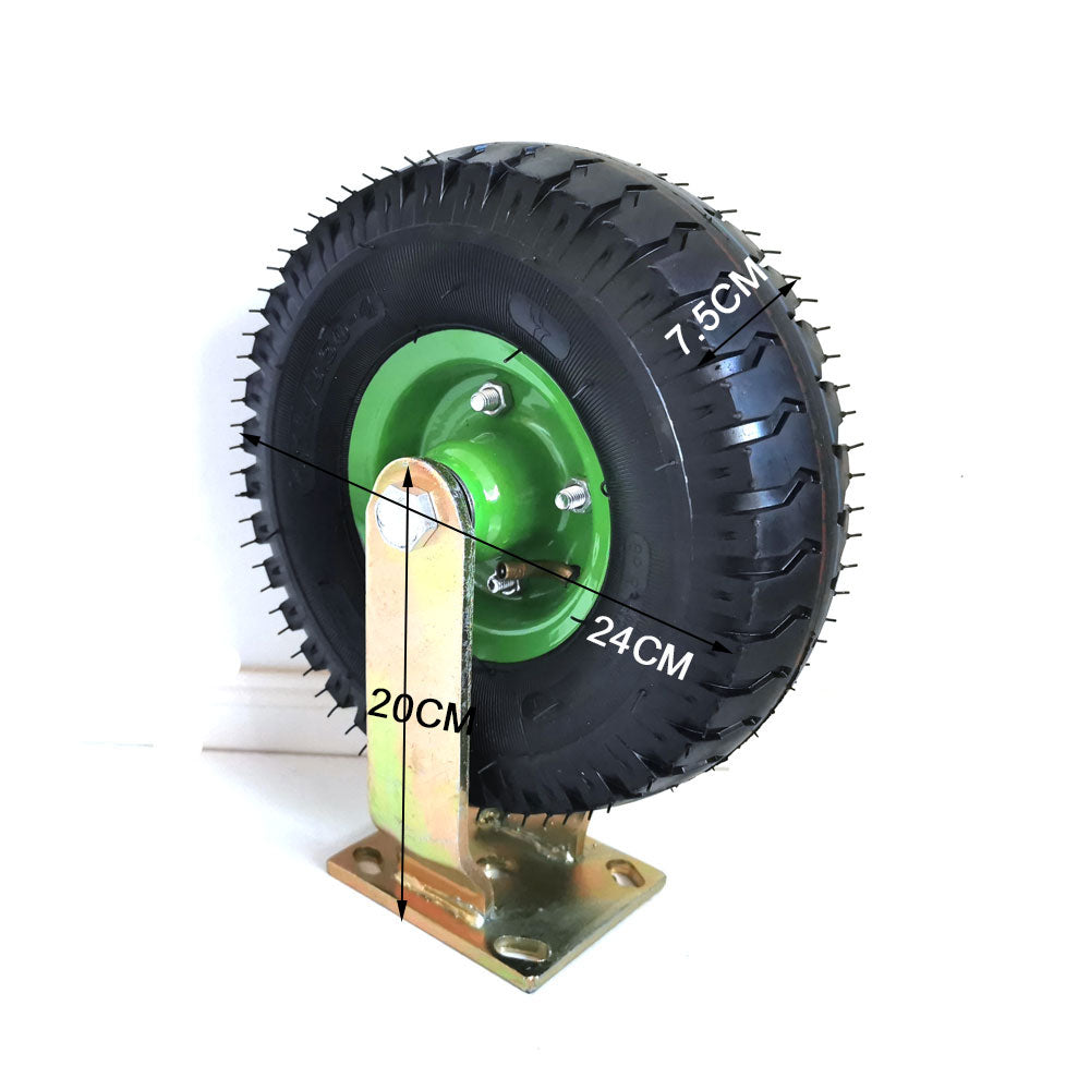 10 Inch Heavy Duty Fixed Castor Wheels with Pneumatic Tires - Universal Replacement Caster for Trolleys, Carts, Wheelbarrows & Industrial Equipment - Ideal for Warehouse, Garden, Workshop and Outdoor Use