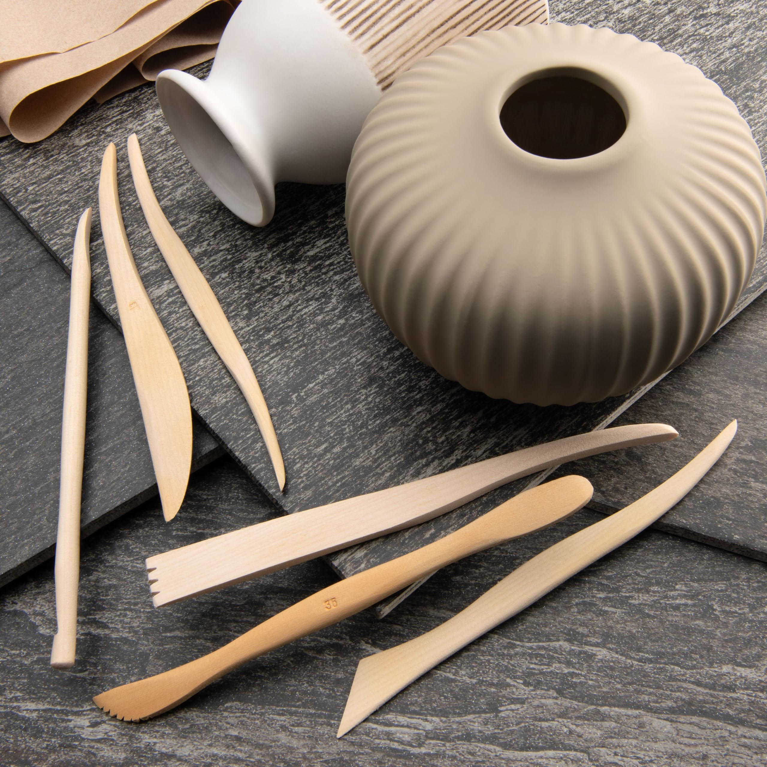Royal & Langnickel RSET-POT7 8 Inch Wooden Sculpting Tools Set (6 Piece) - Perfect for Clay, Pottery, and Art Projects