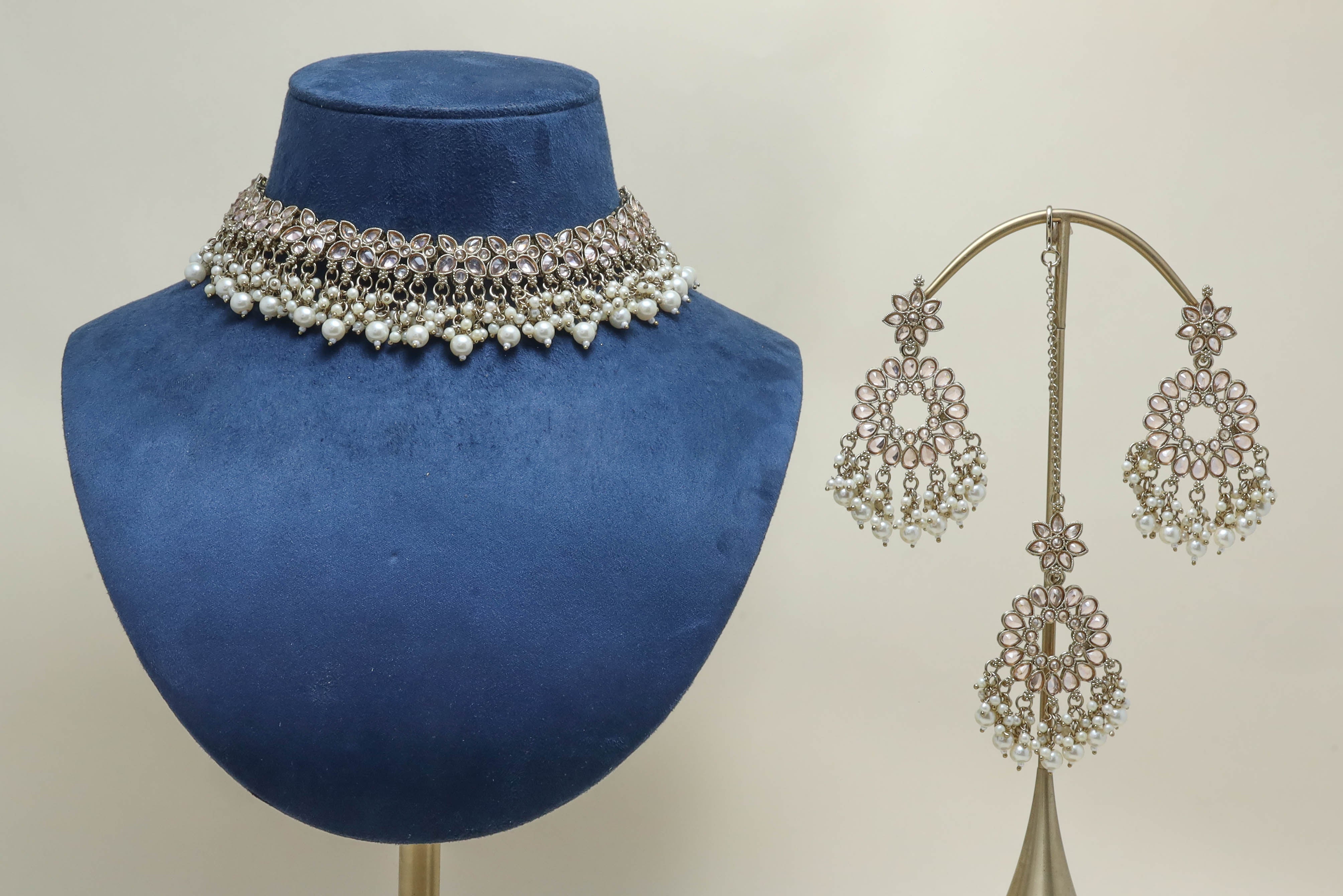 ARADHYA POLKI Full Set Jewelry - Exquisite Indian Bridal Necklace Set for Weddings & Special Occasions