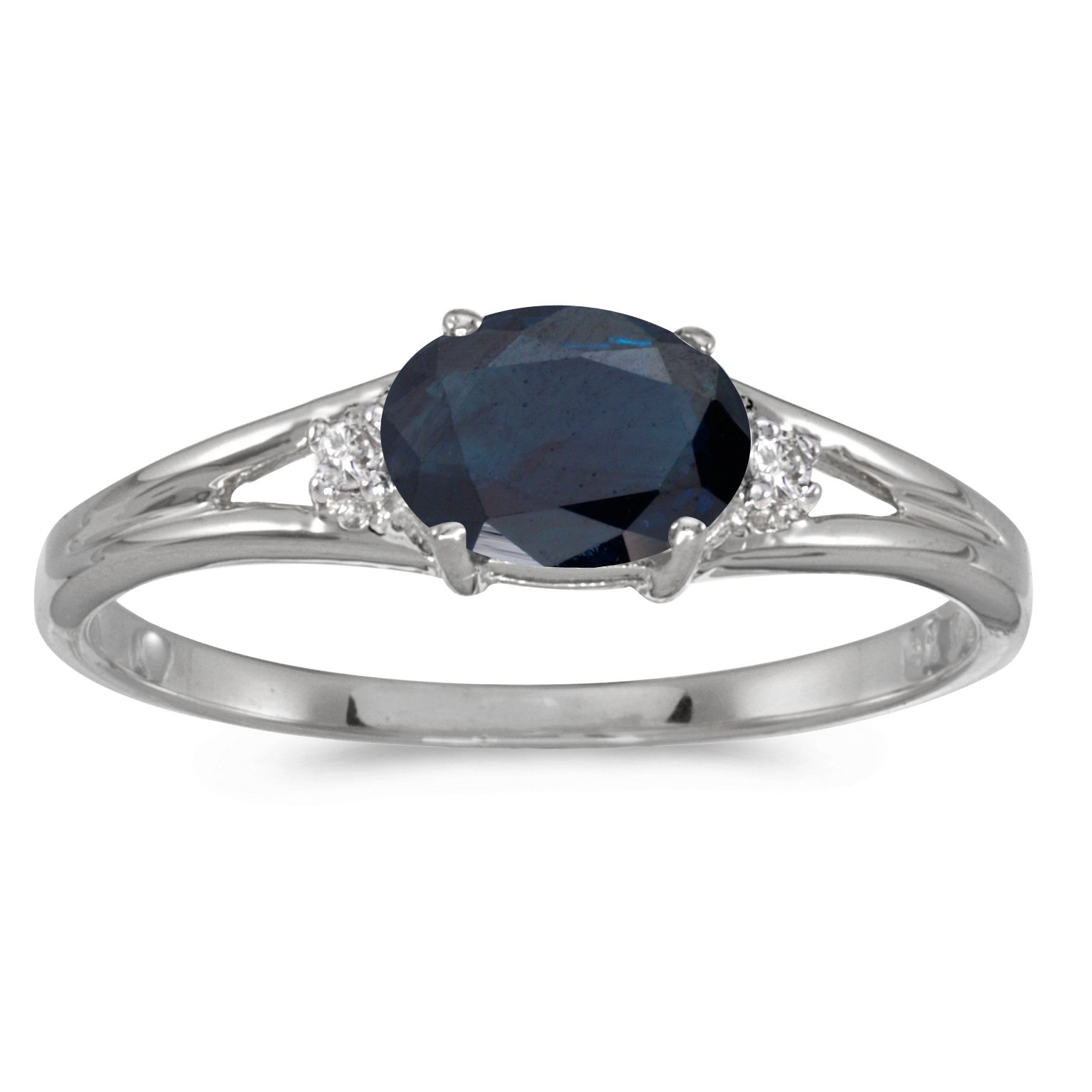 14K White Gold Oval Sapphire and Diamond Ring for Women - Elegant Engagement, Wedding, Anniversary Jewelry Gift - Perfect for Proposals, Bridal Sets, and Special Occasions