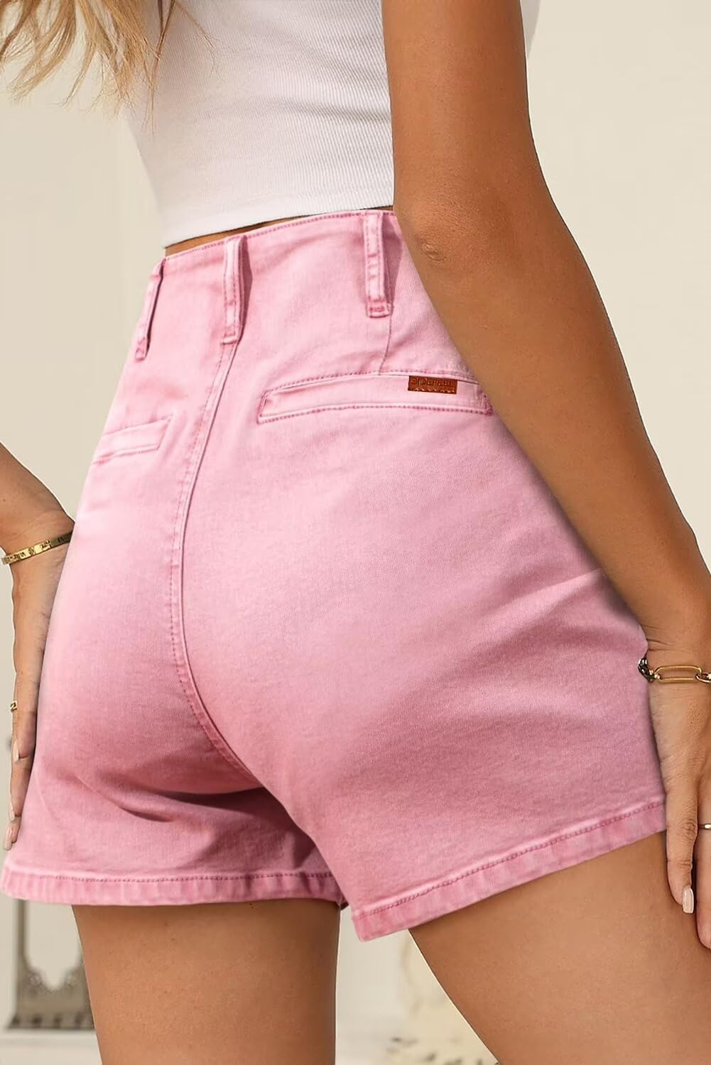 Sidefeel Women's High Waisted Stretchy Denim Shorts with Button Fly | Summer 2025 Fashion | Perfect for Casual Outings, Beach Trips & Street Style
