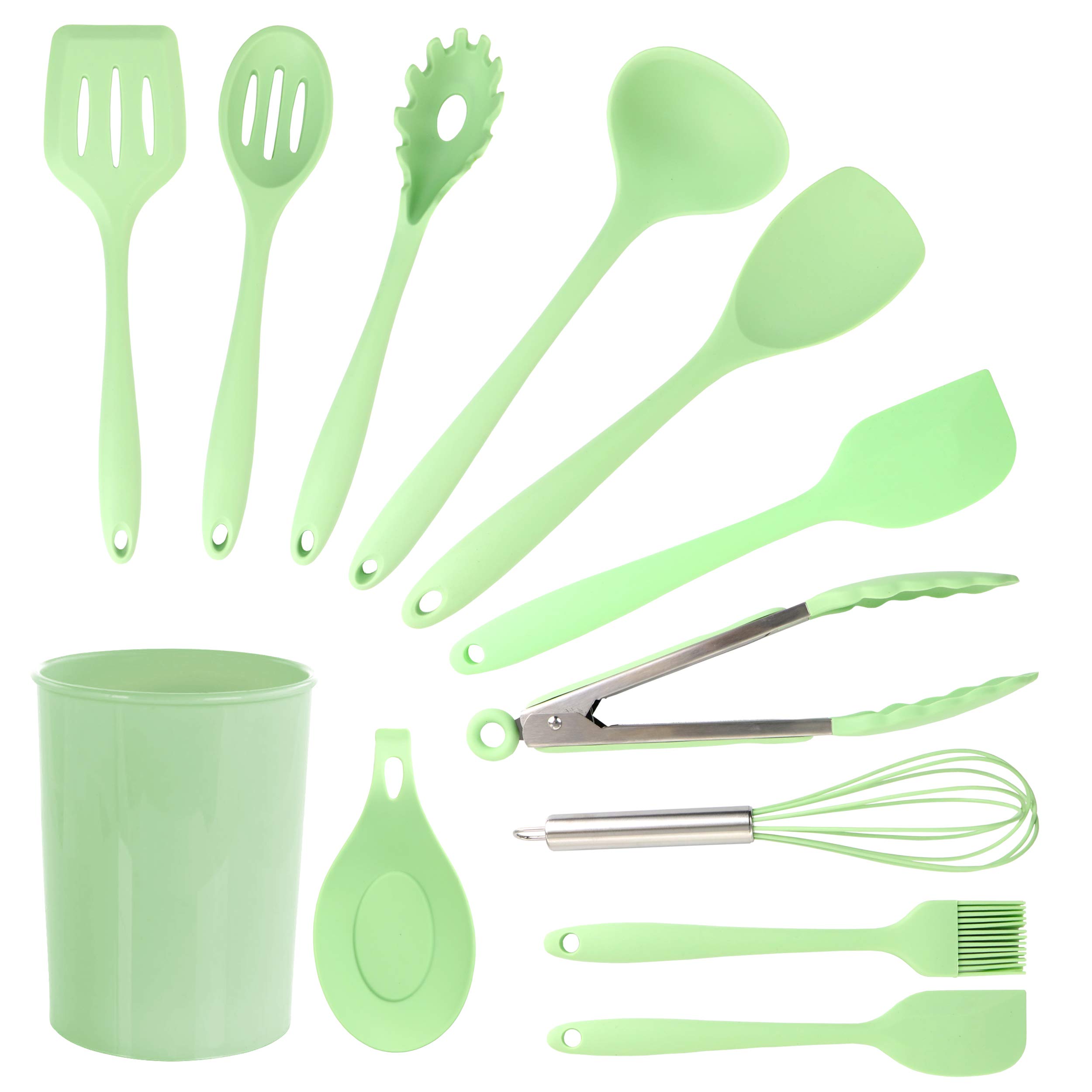 Premium 12-Piece Mint Green Cookware Utensil Set by MegaChef - Perfect for Kitchen, Cooking, Baking & Gift Giving