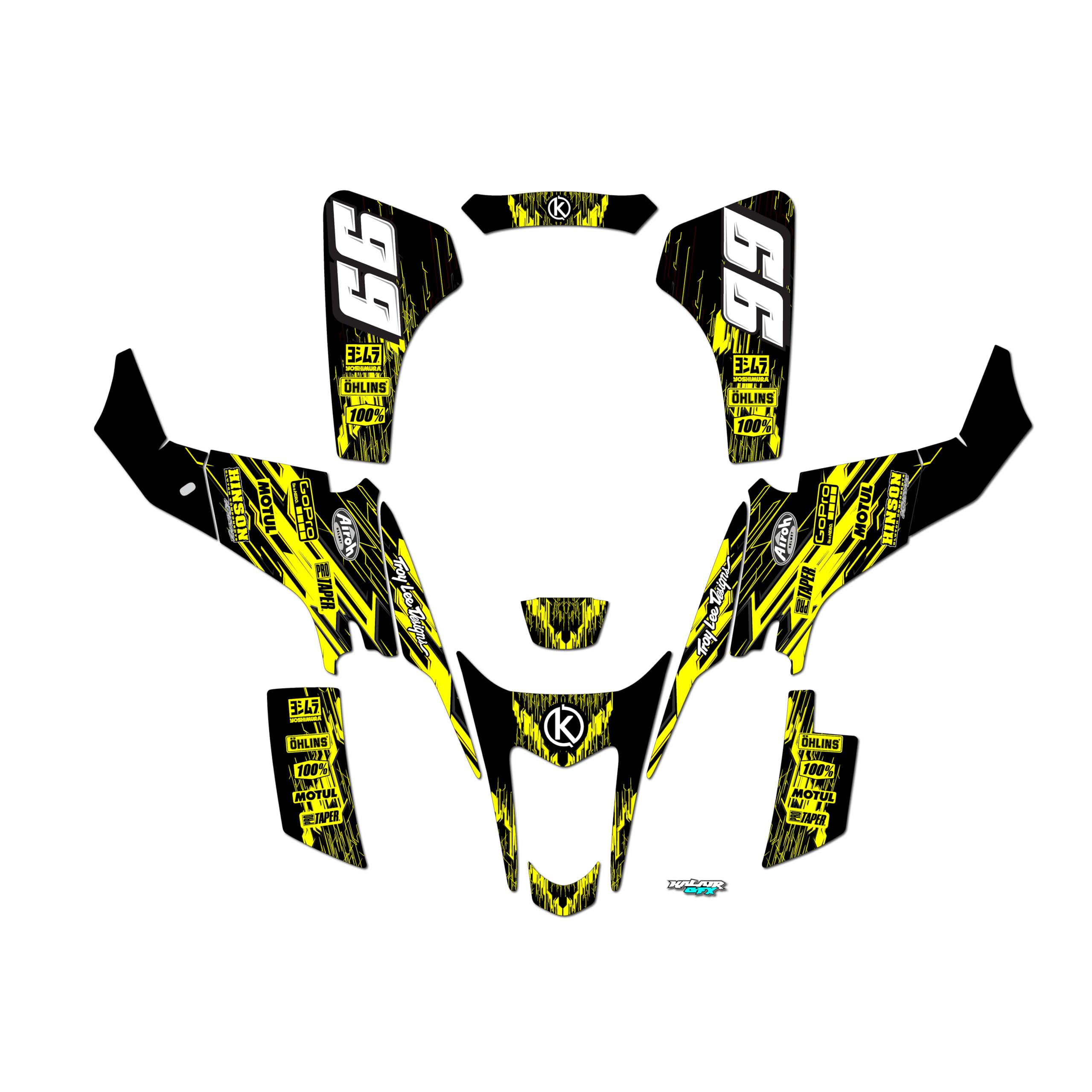 Suzuki LTZ 400 (2003-2008) Custom Racing Graphics Kit - Fracture Series Yellow & Black 16 Mil Vinyl Decals - High-Quality Dirt Bike Stickers for ATV & Quad - Perfect for Motocross, Trail Riding & Off-Road Racing