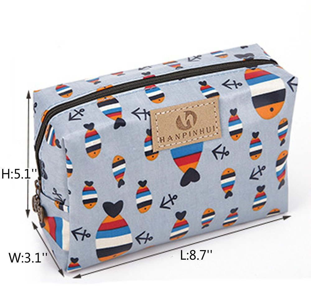 Cute Cartoon Printed Travel Makeup Pouch - Waterproof Cosmetic Bag for Women & Girls, Floral Toiletry Organizer - Perfect for Vacation, Gym, and Daily Essentials Storage