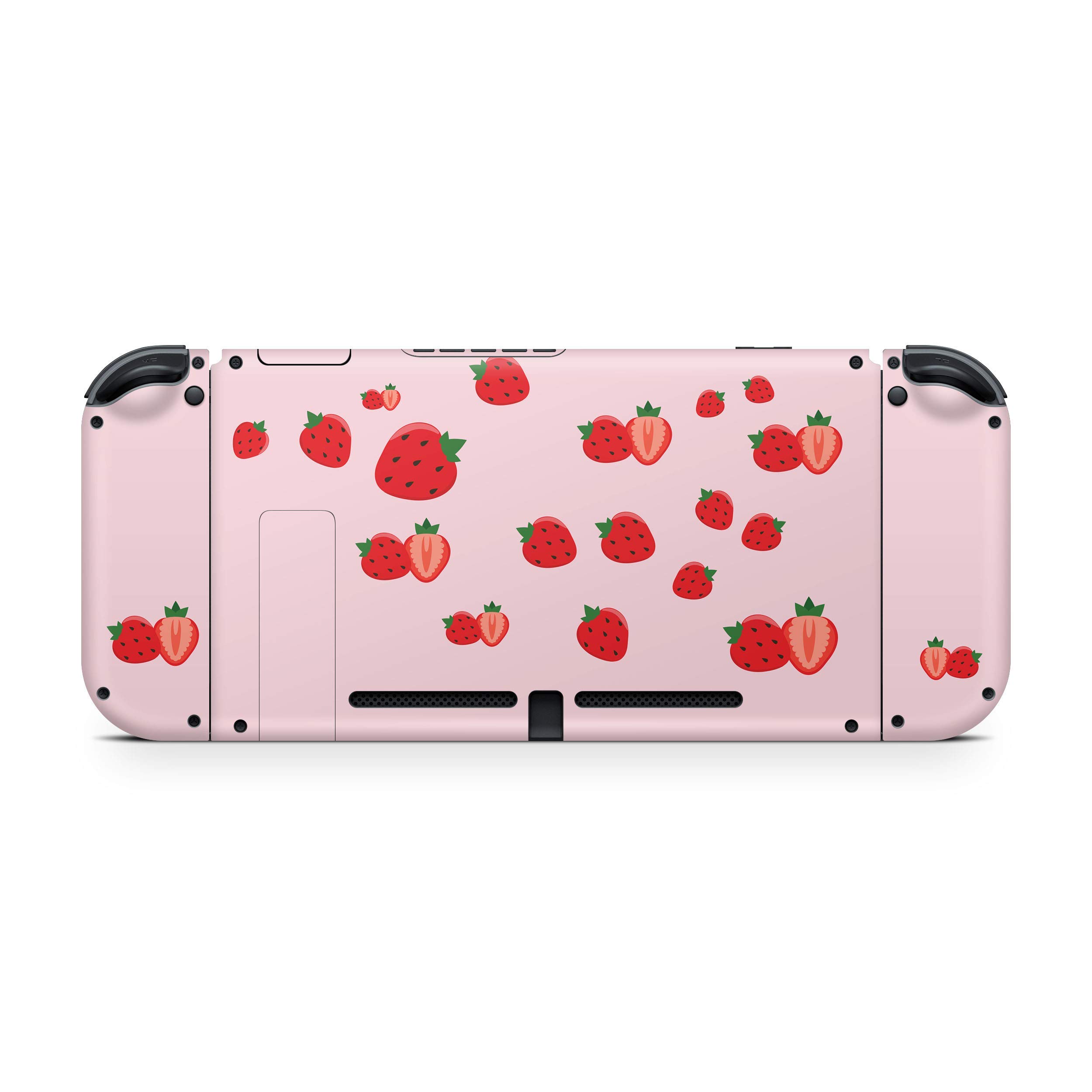 Kawaii Pink Strawberry Vinyl Skin Wrap for Nintendo Switch - Premium 3M Full Body Decal Stickers | Protective Cover for Gaming Console | Perfect for Girls, Teens & Anime Lovers
