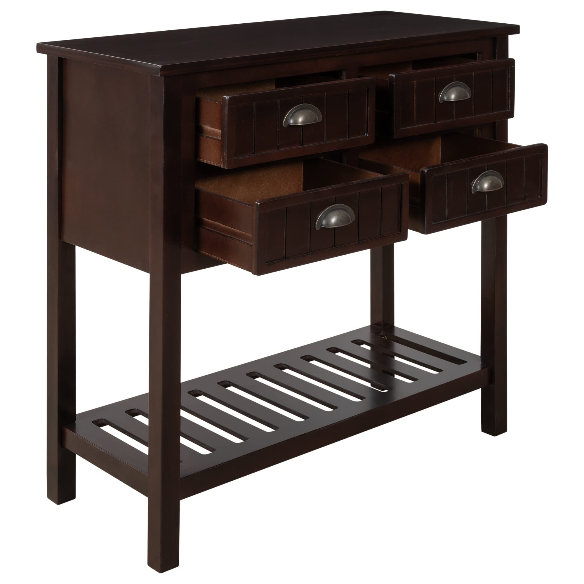 LINCHUN Solid Wood Buffet Sideboard Console Table with Bottom Shelf - Espresso Finish | Durable Dining Room Storage Furniture for Living Room, Entryway & Kitchen
