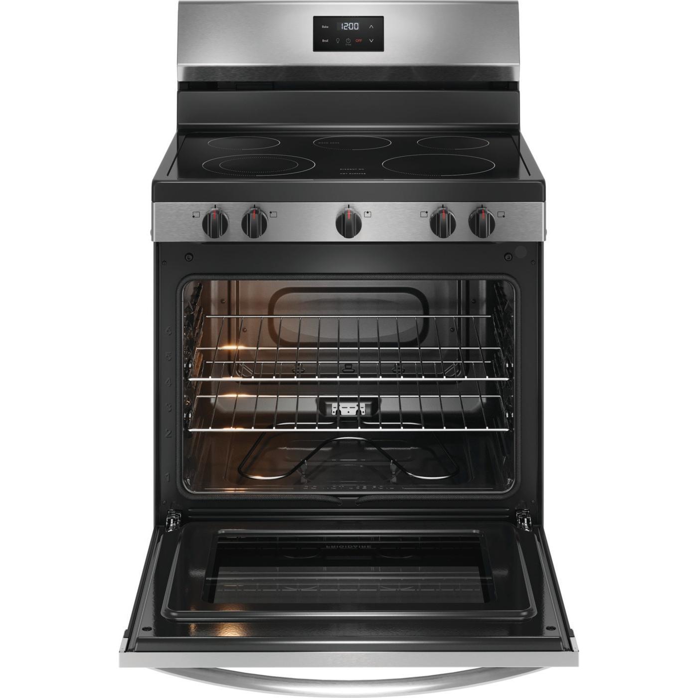 Frigidaire 30 Inch Freestanding Electric Range with Even Baking Technology FCRE305CBS - Perfect for Home Kitchens & Baking Enthusiasts