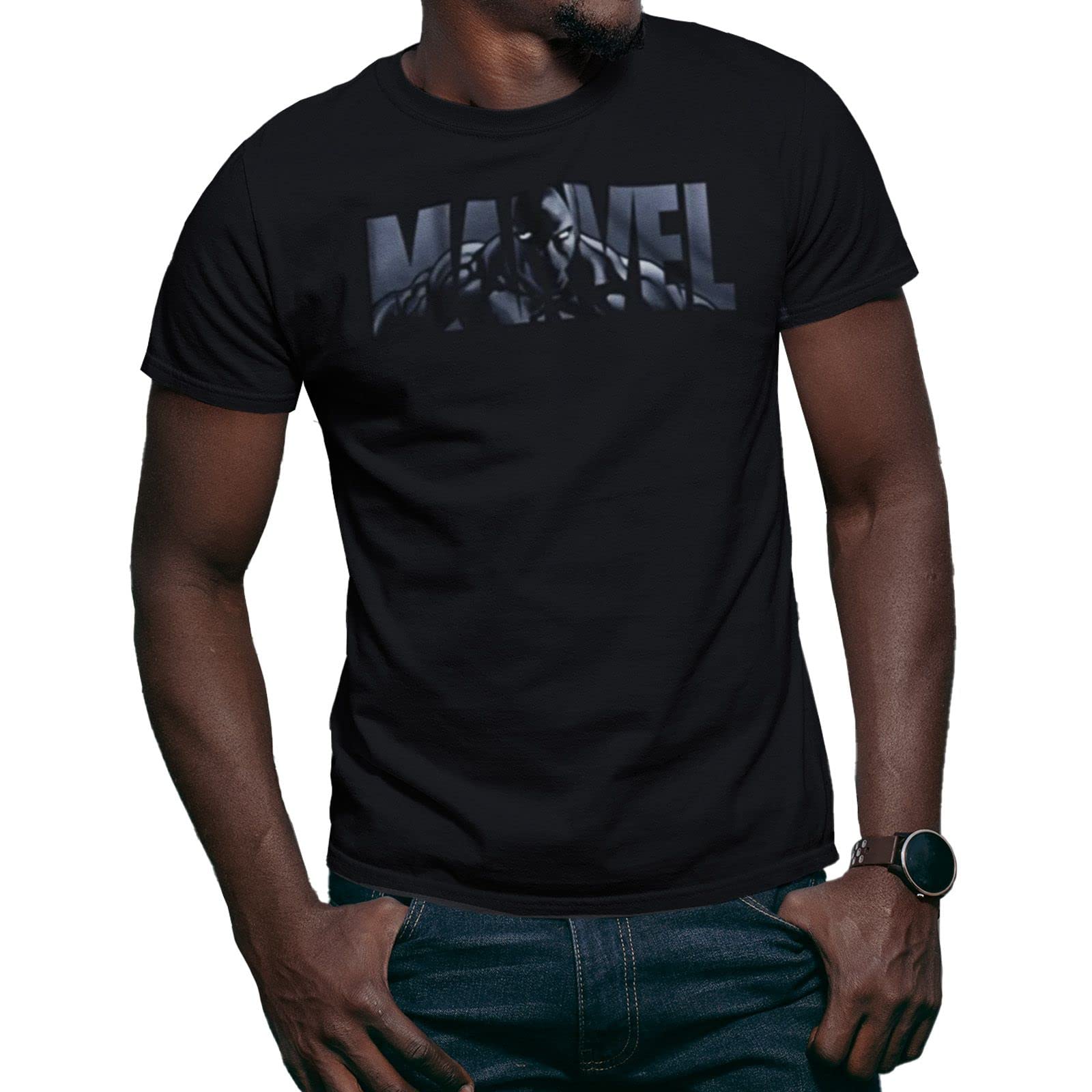 Marvel Black Panther Logo T-Shirt for Men & Women - Superhero Graphic Tee for Casual Wear, Cosplay & Marvel Fans