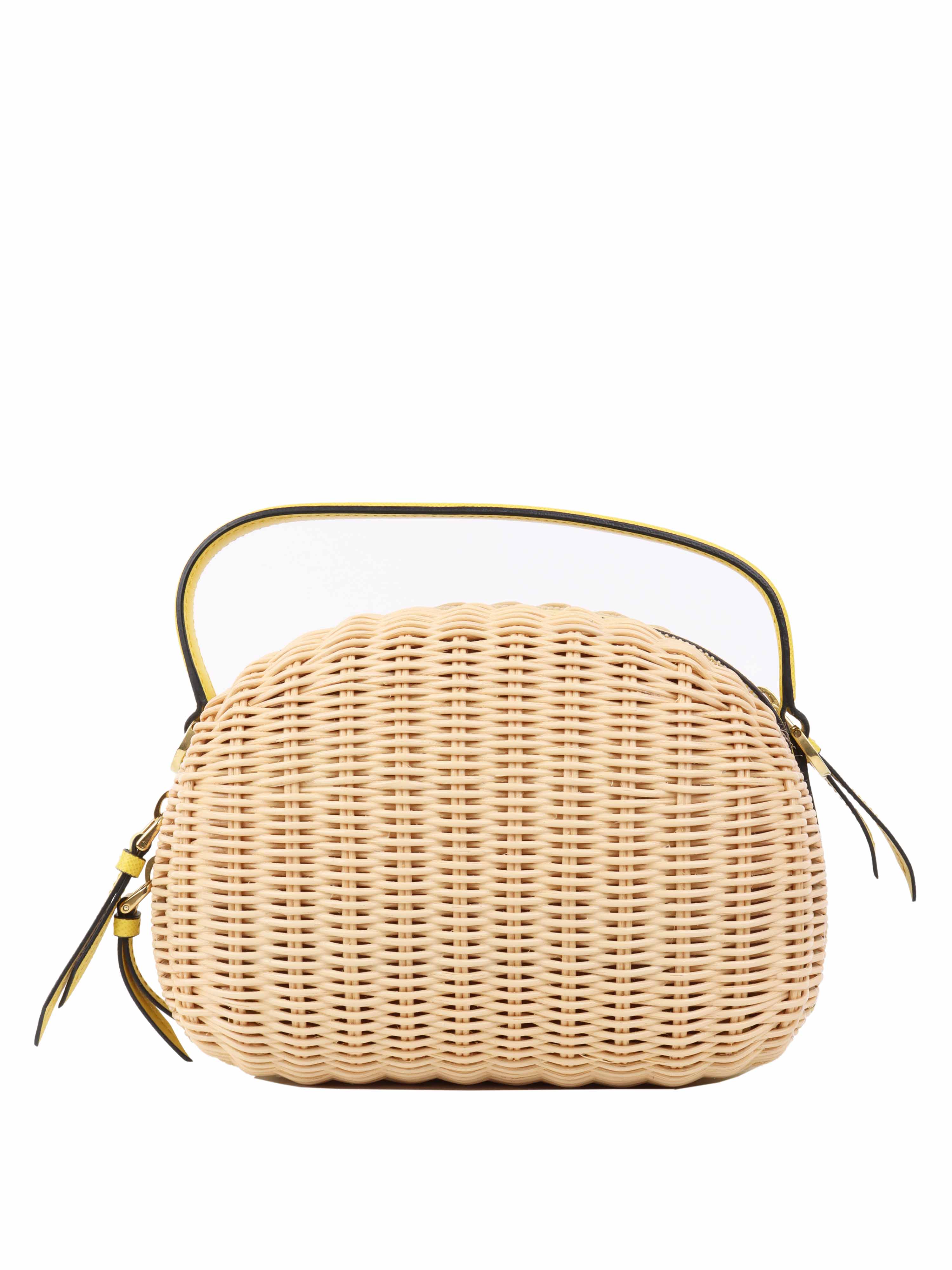 Prada Odette Yellow Wicker Handbag - Stylish Woven Crossbody Purse for Women | Perfect for Summer Outings, Beach Trips & Fashion Events