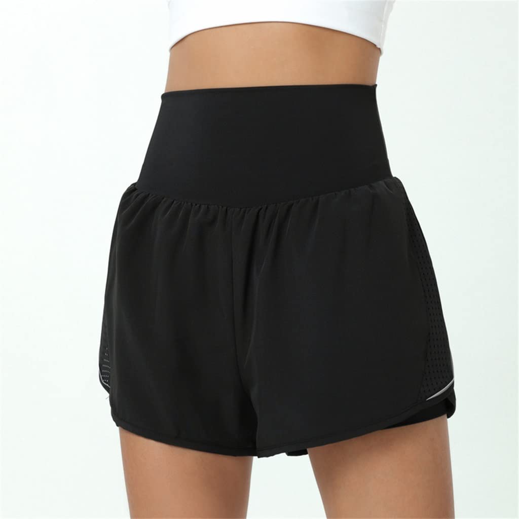 Women's High Waist Yoga Shorts - Elastic Waistband Fake Two-Piece Skirt with Pockets for Fitness, Tennis & Training | Breathable & Comfortable Workout Pants (Color B, Size L) - Perfect for Gym, Running & Casual Wear