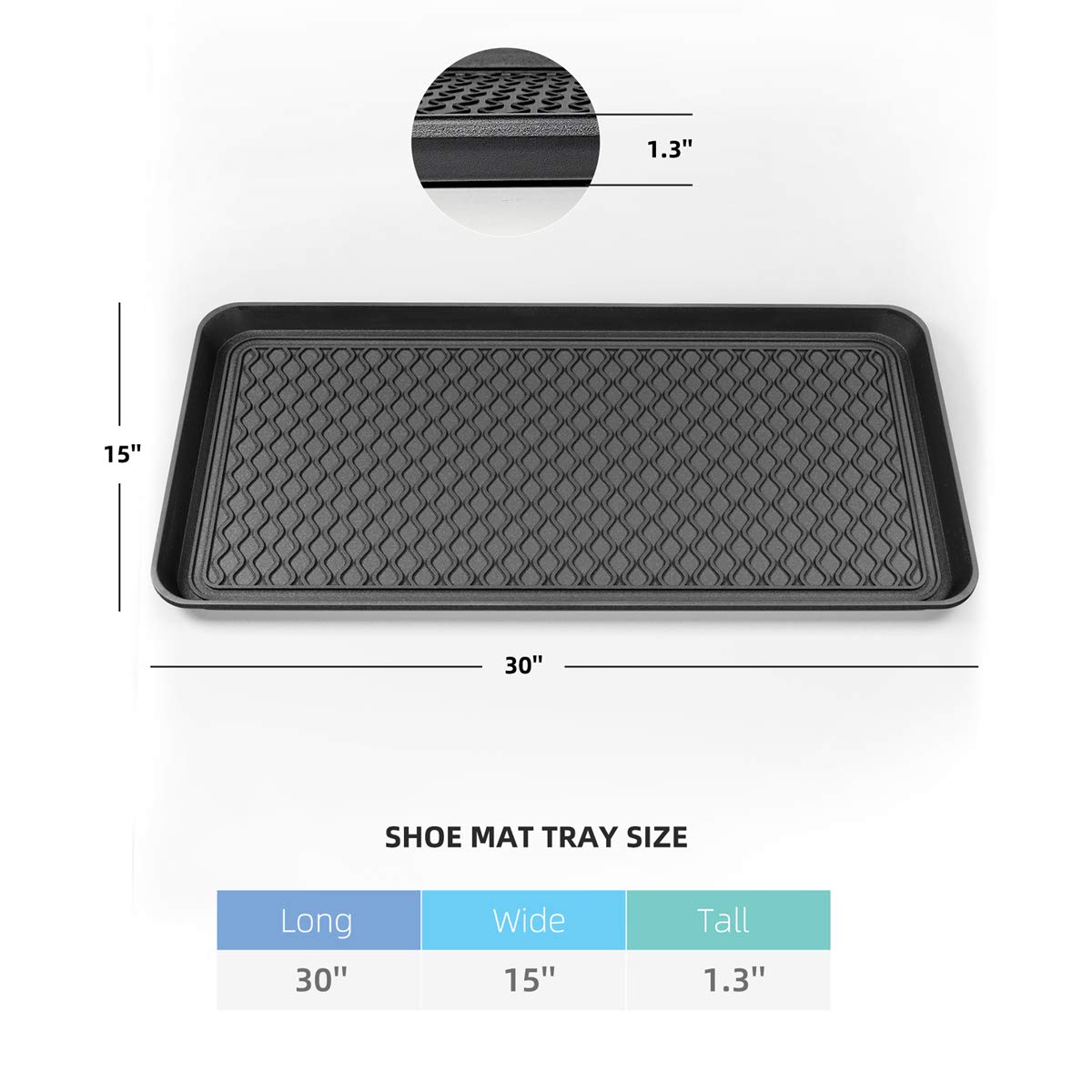 Premium Multi-Purpose Boot & Shoe Trays Set of 2 - Heavy Duty All-Weather Black Shoe Mats for Entryway, Mudroom & Garage (76x38x3cm) - Ideal as Pet Feeding Mats, Planter Trays & Durable Indoor/Outdoor Floor Protectors