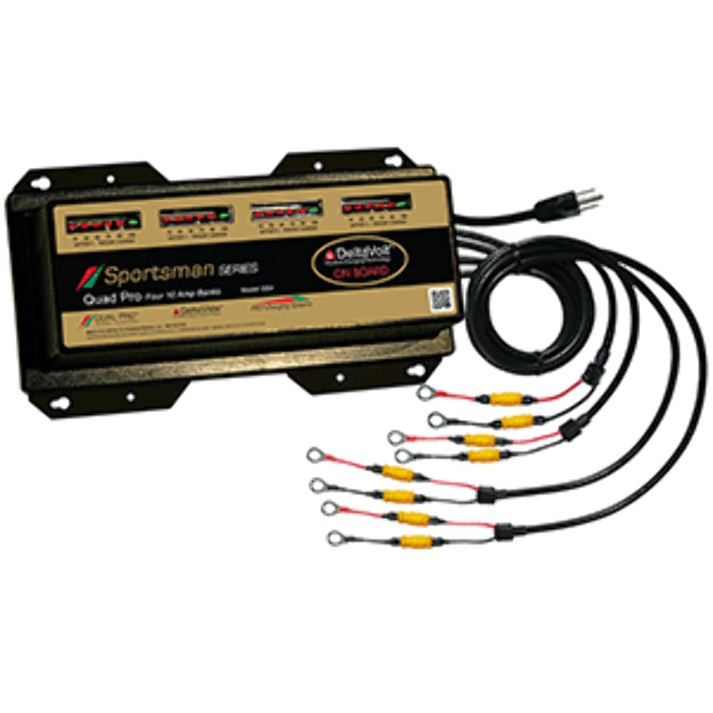Dual Pro 10 Amp/Bank Sportsman Series 4 Bank Marine Battery Charger - Perfect for Boats, RVs & Outdoor Power Equipment Maintenance