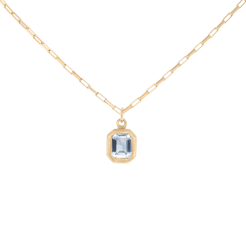 Boulder Emerald Cut Gemstone Pendant Necklace - 18K Gold Plated Elongated Box Chain for Women | Perfect for Weddings, Anniversaries & Special Occasions