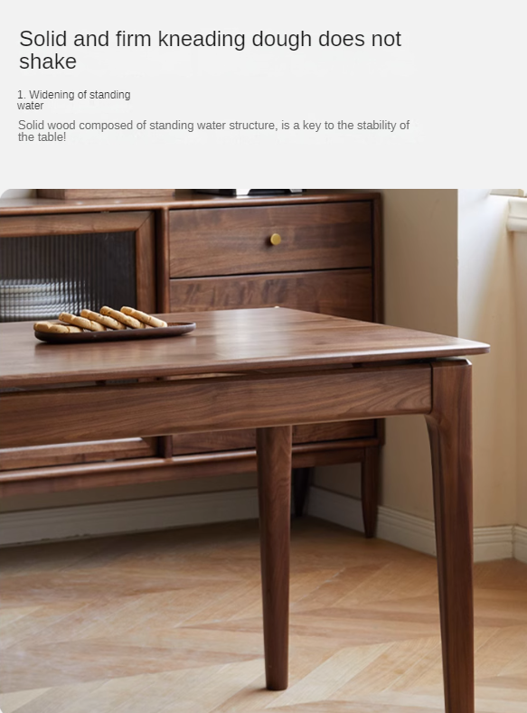 Solid Black Walnut Wood Rectangular Dining Table - 8 Seater Long Farmhouse Table for Dining Room & Kitchen | Rustic Home Decor & Entertaining Furniture